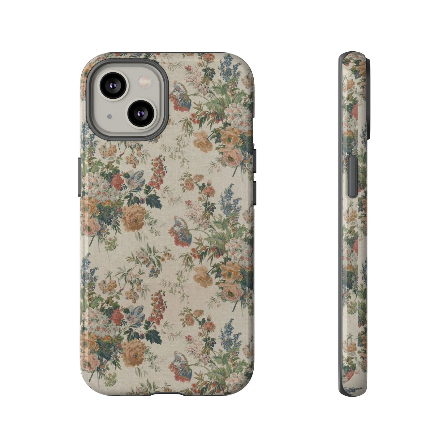 Floral Vintage Tough Phone Case – Antique Rose Pattern