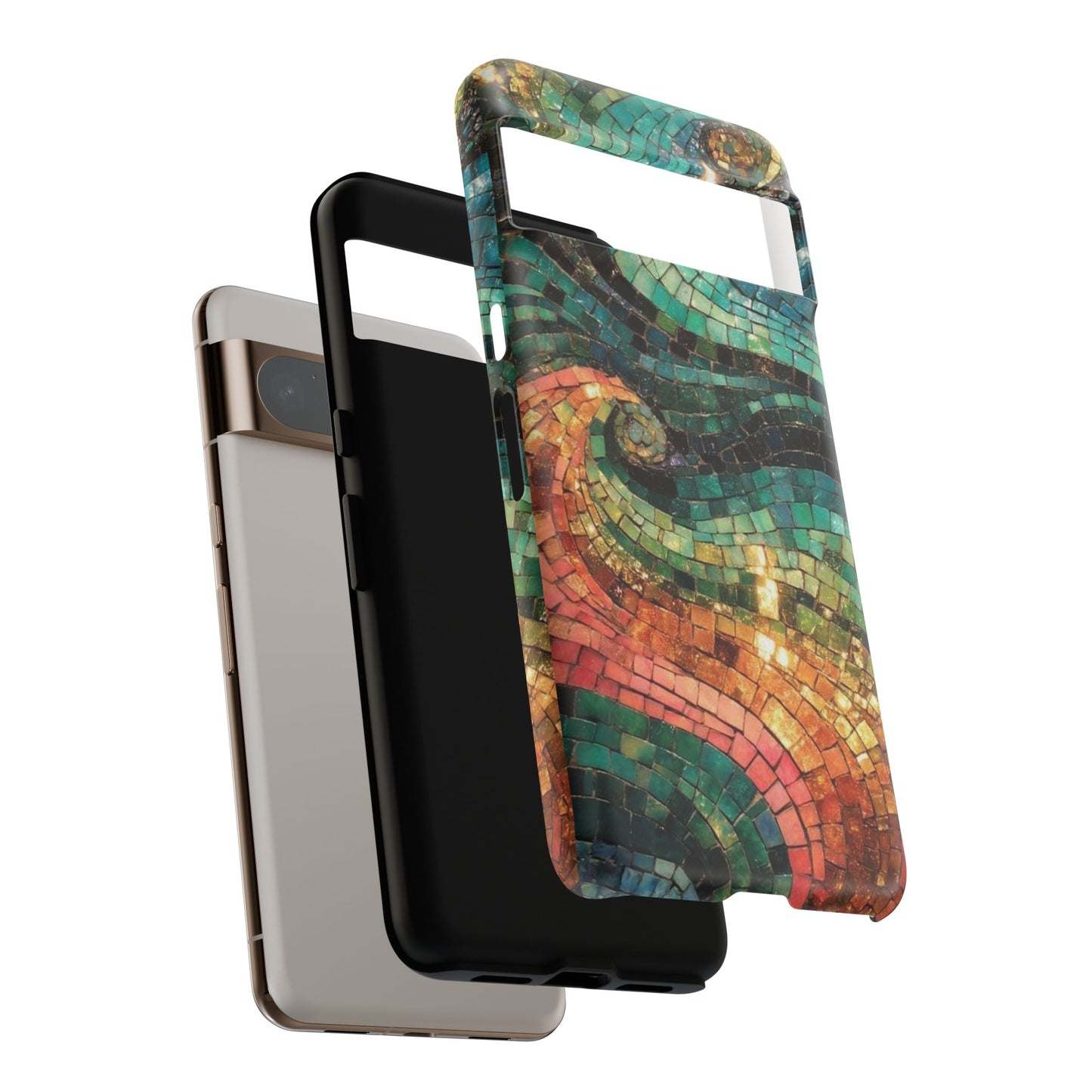 Mosaic Wave Phone Case – Colorful Artistic Tile Design Tough Case