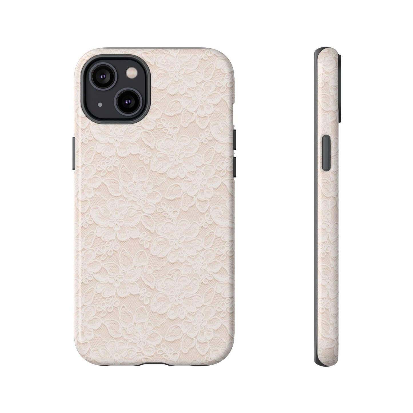 Floral Lace Tough Phone Case – Vintage Ivory Protective Cover