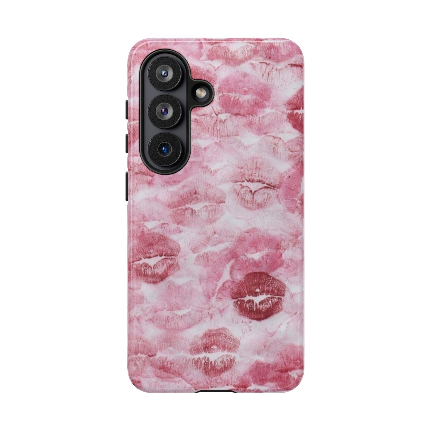 Kiss Print Tough Phone Case — Pink Marble Lip Pattern, Protective iPhone Cover
