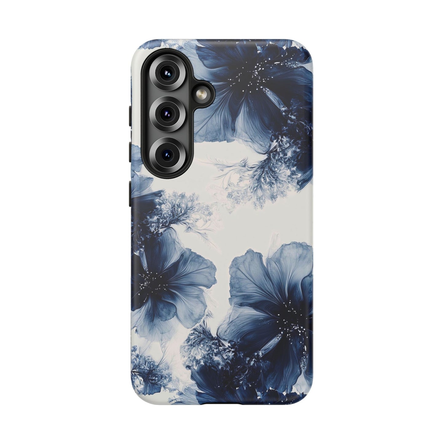 Floral Indigo Tough Phone Case — Blue Botanical Protective Cover