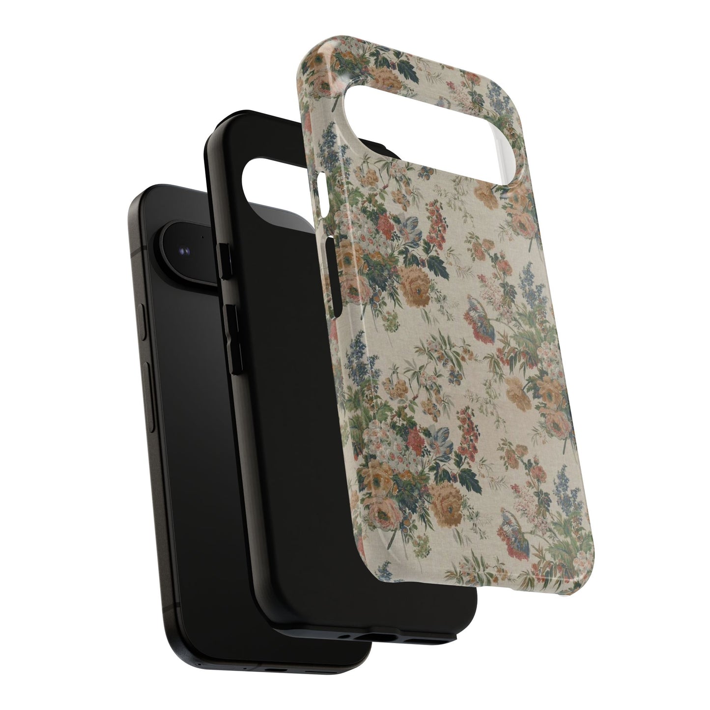 Floral Vintage Tough Phone Case – Antique Rose Pattern