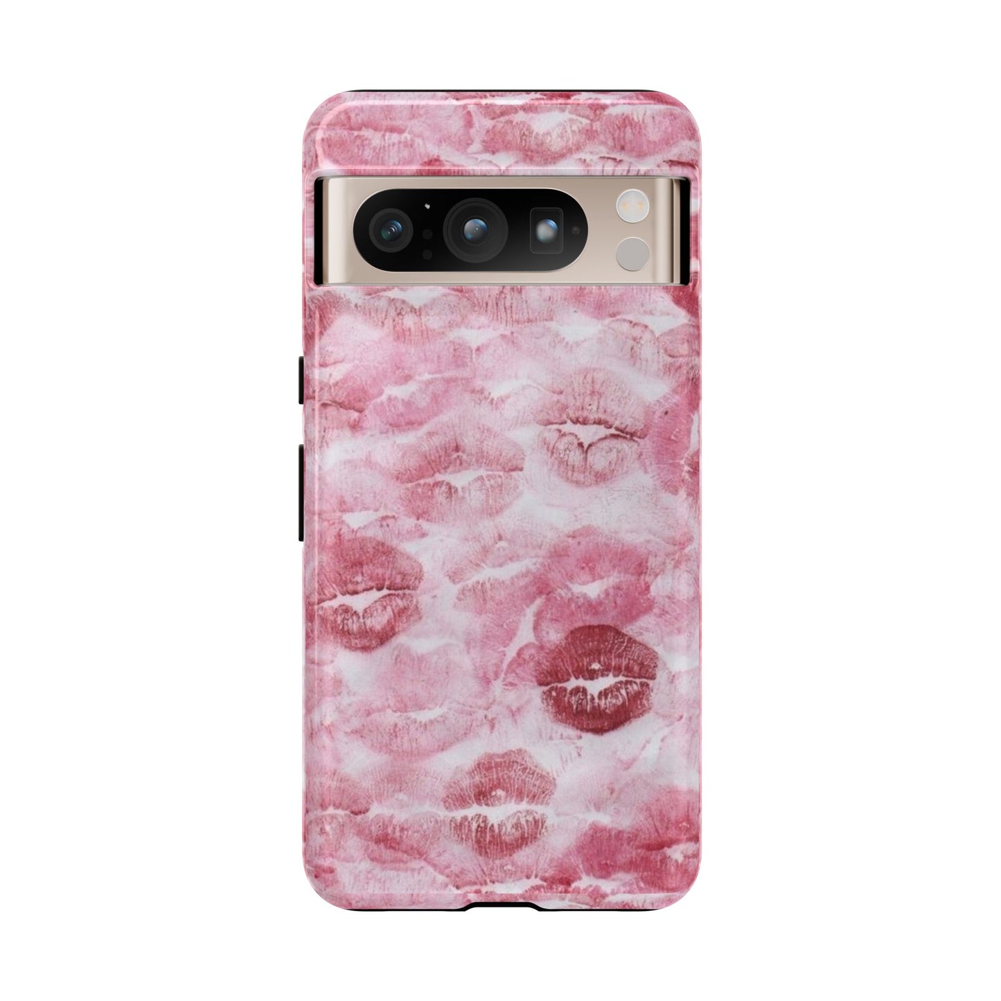 Kiss Print Tough Phone Case — Pink Marble Lip Pattern, Protective iPhone Cover