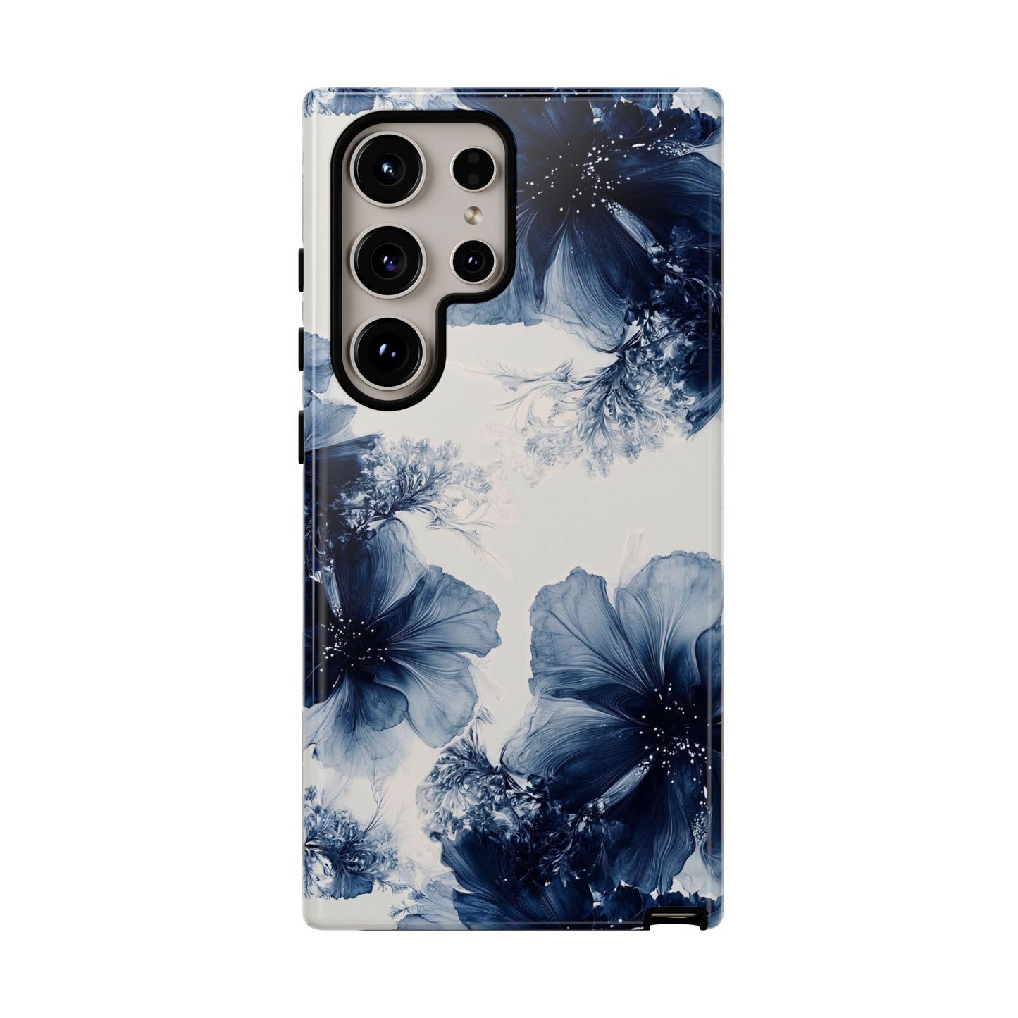 Floral Indigo Tough Phone Case — Blue Botanical Protective Cover