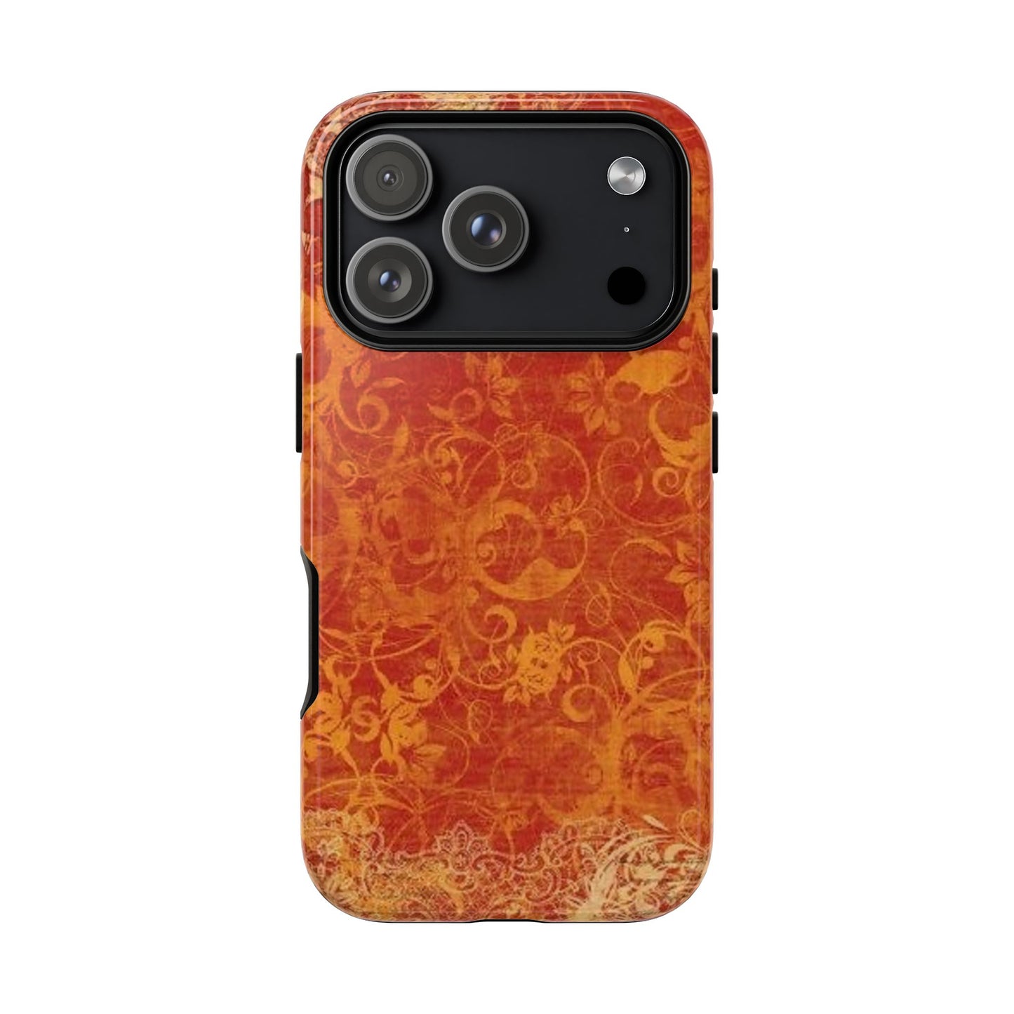 Floral Autumn iPhone Tough Case — Orange Vintage Scroll Design