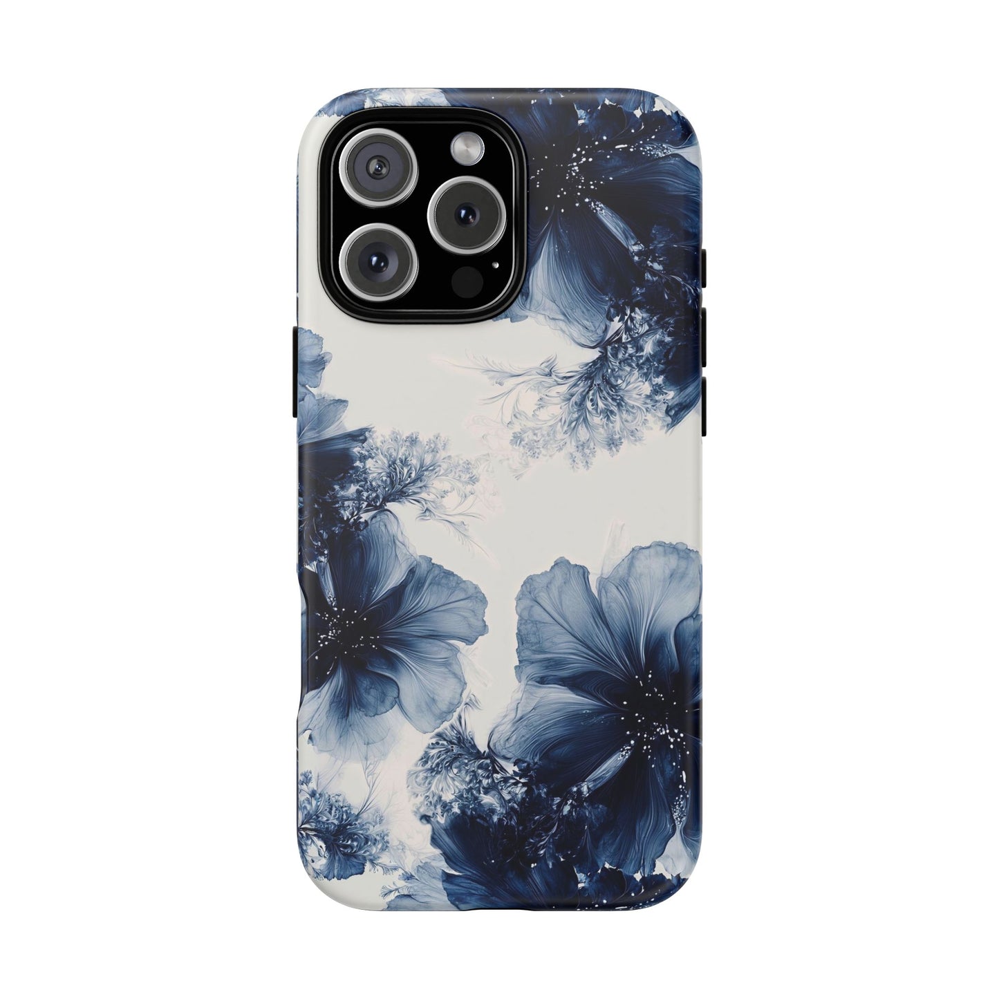 Floral Indigo Tough Phone Case — Blue Botanical Protective Cover