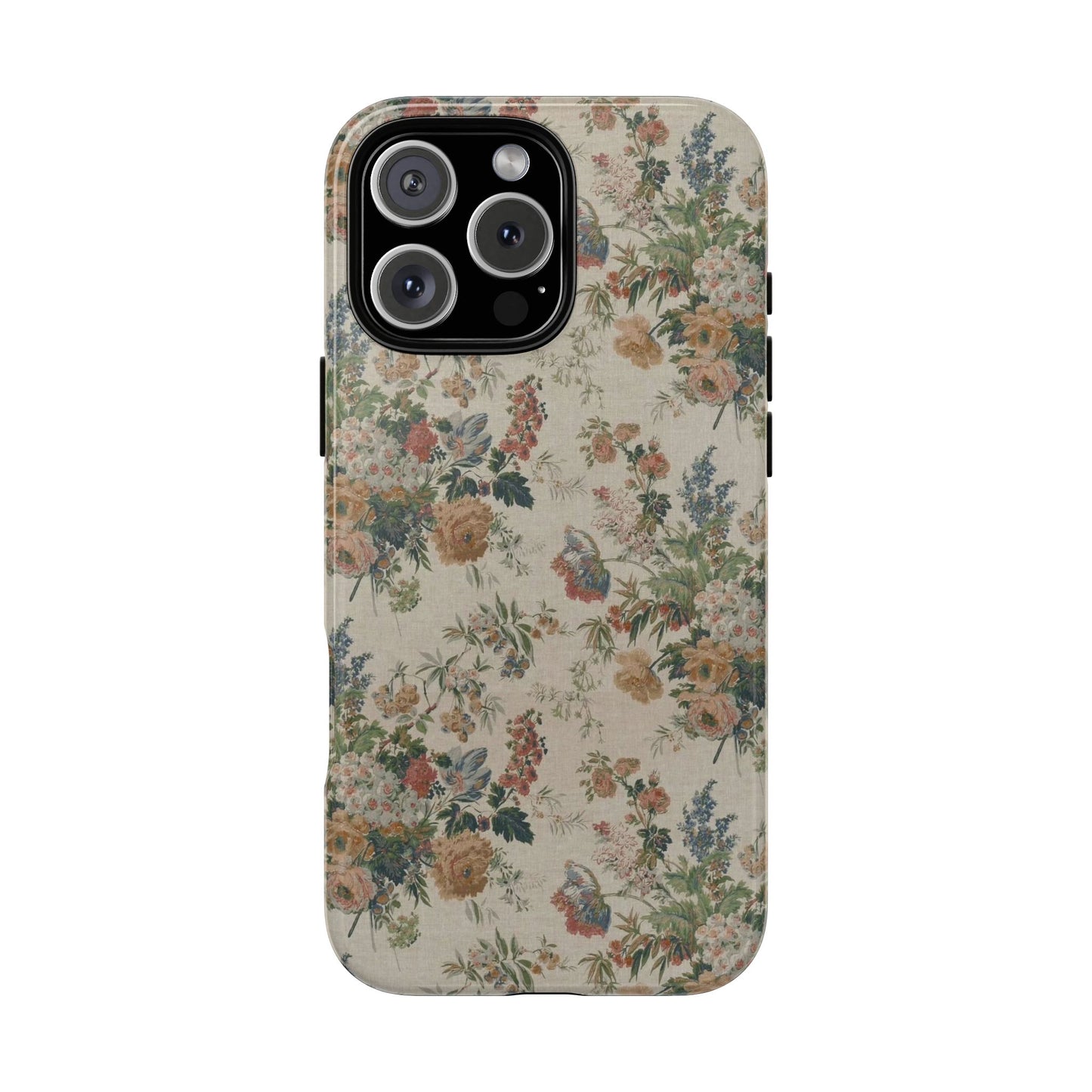 Floral Vintage Tough Phone Case – Antique Rose Pattern