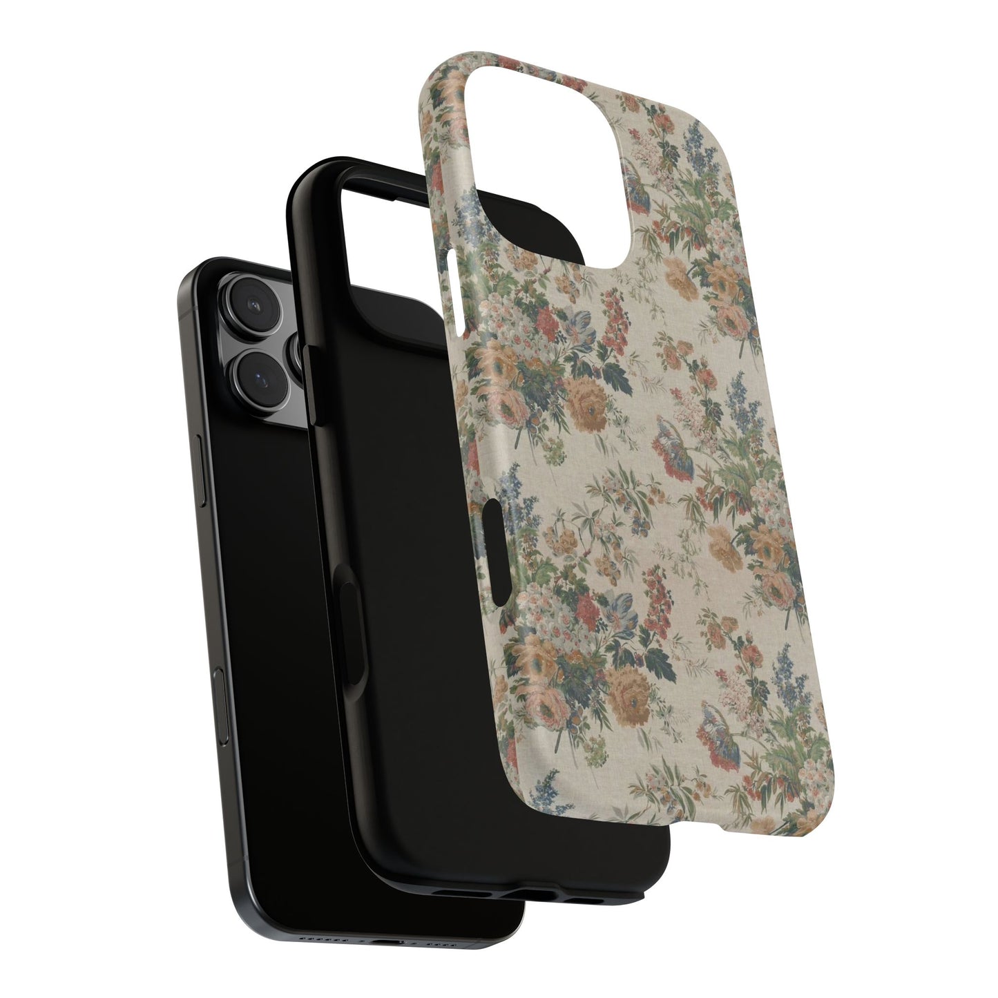 Floral Vintage Tough Phone Case – Antique Rose Pattern