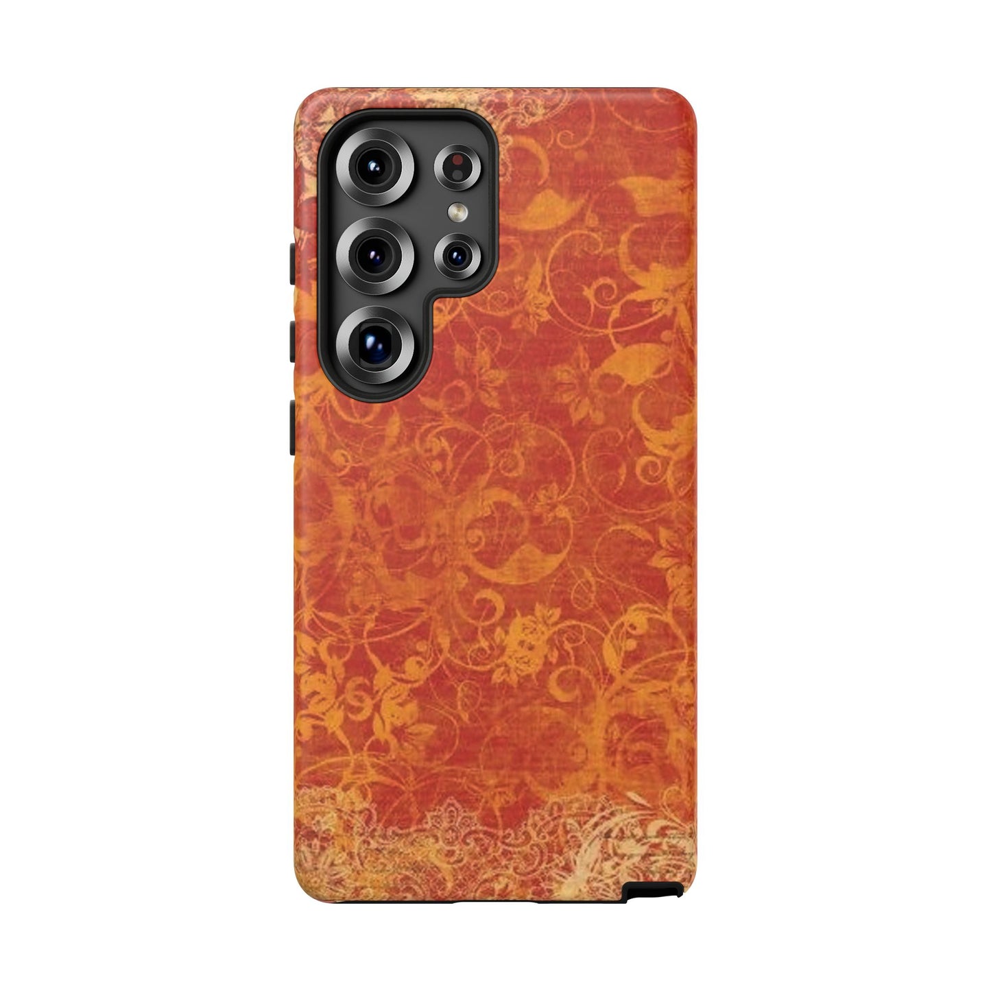 Floral Autumn iPhone Tough Case — Orange Vintage Scroll Design