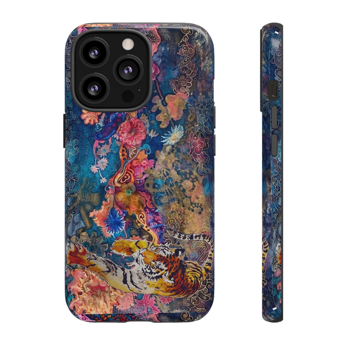 Phone Case - Colorful Floral Tiger Tough Case