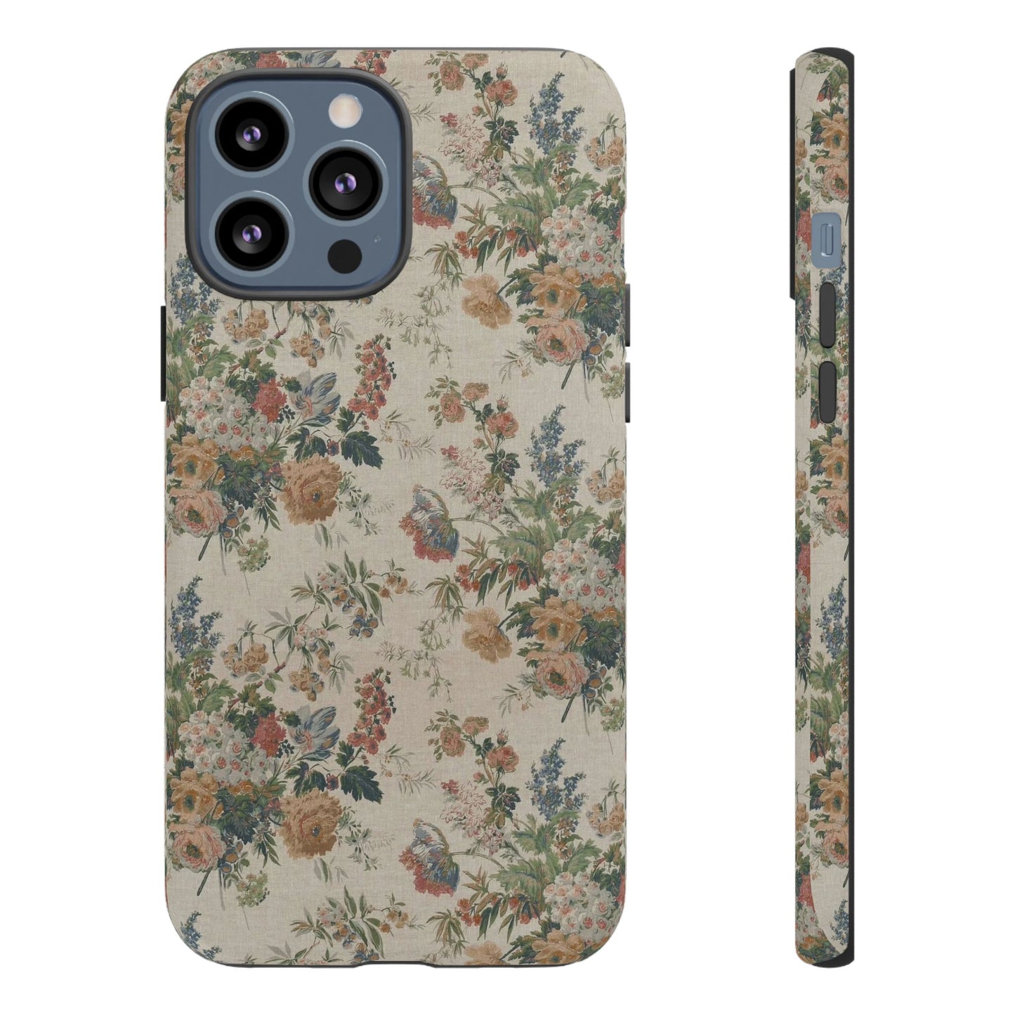 Floral Vintage Tough Phone Case – Antique Rose Pattern