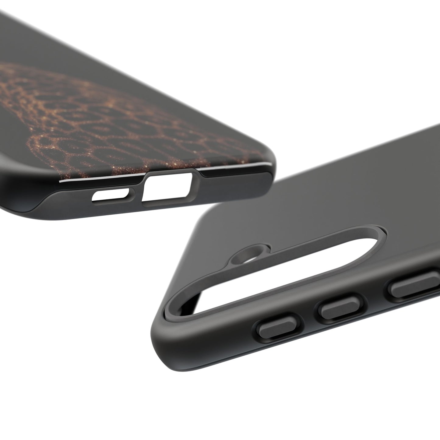 Leopard Print Tough Phone Case - Sleek Black Protective Cover