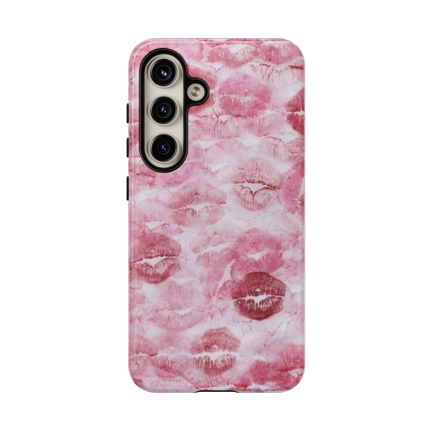 Kiss Print Tough Phone Case — Pink Marble Lip Pattern, Protective iPhone Cover