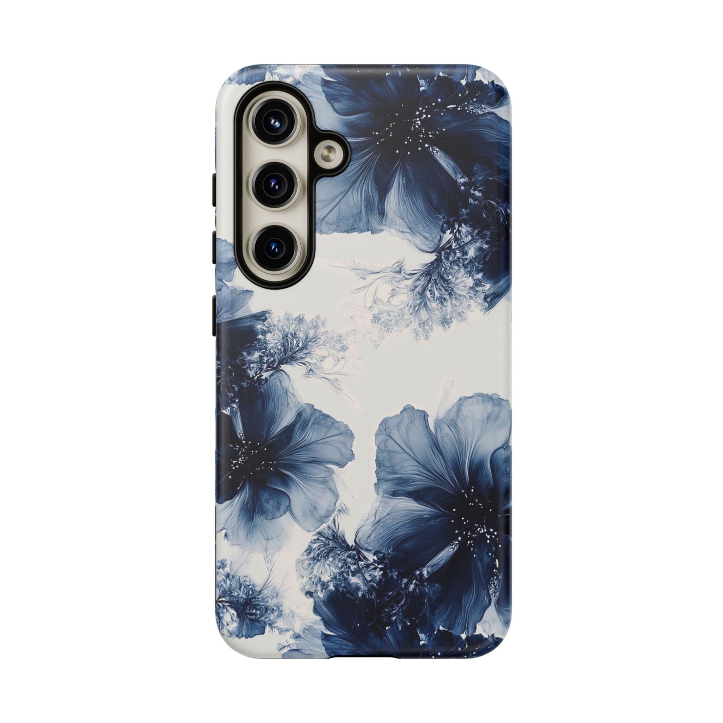 Floral Indigo Tough Phone Case — Blue Botanical Protective Cover