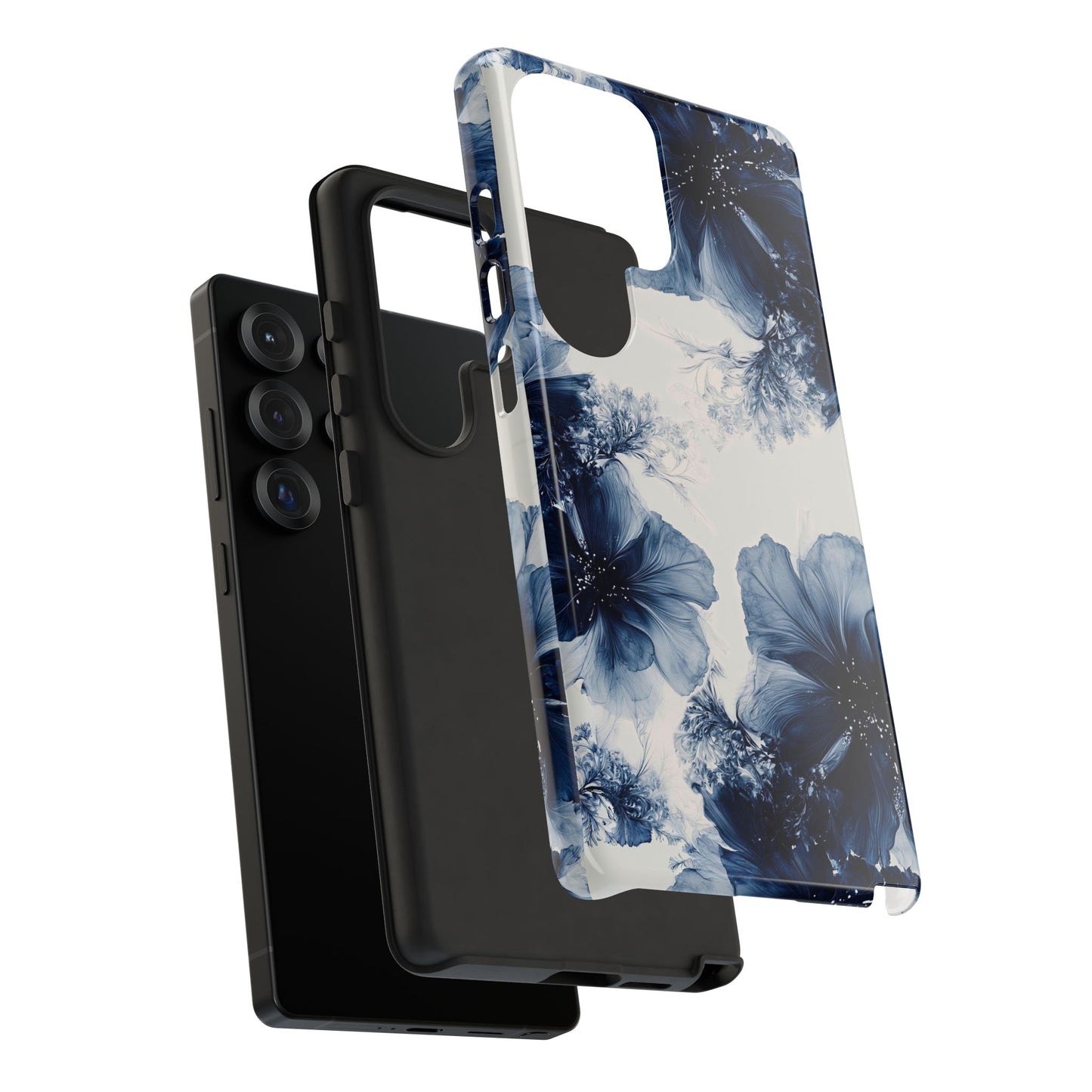 Floral Indigo Tough Phone Case — Blue Botanical Protective Cover