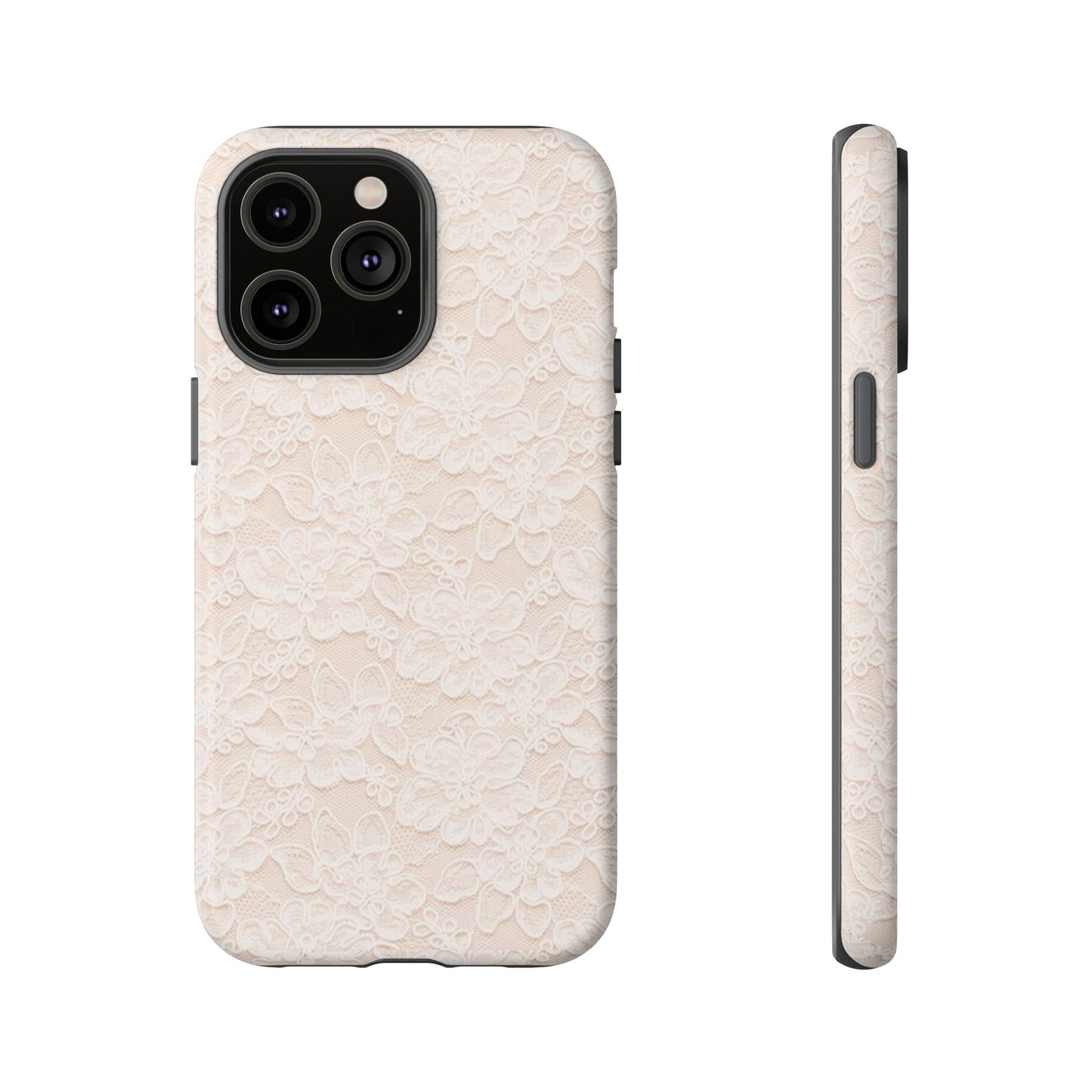 Floral Lace Tough Phone Case – Vintage Ivory Protective Cover
