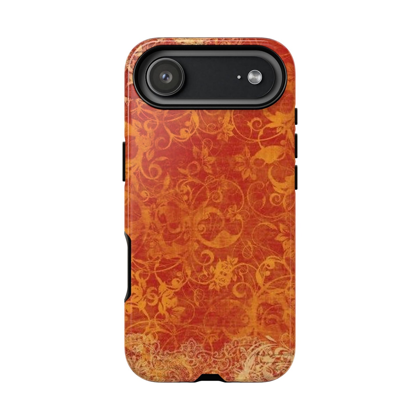 Floral Autumn iPhone Tough Case — Orange Vintage Scroll Design