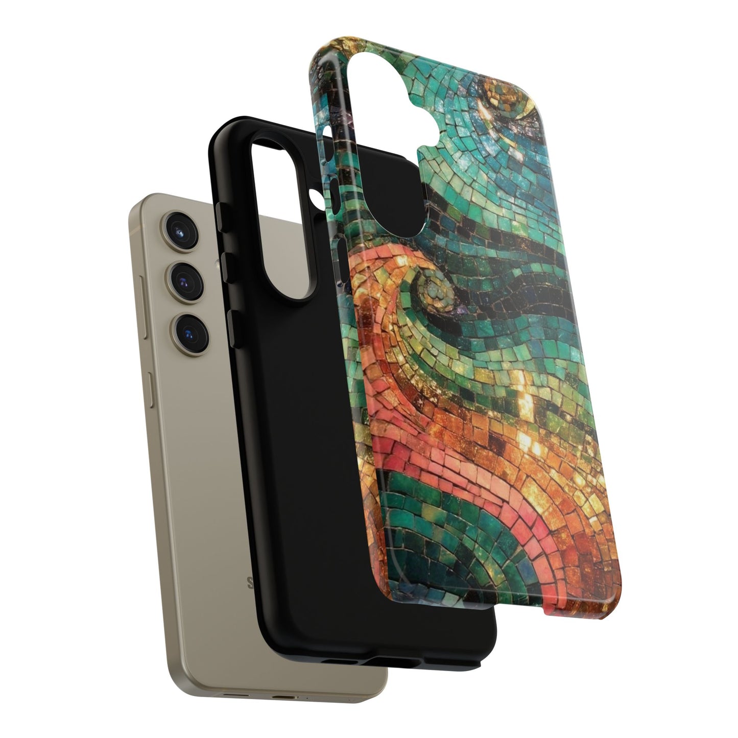 Mosaic Wave Phone Case – Colorful Artistic Tile Design Tough Case