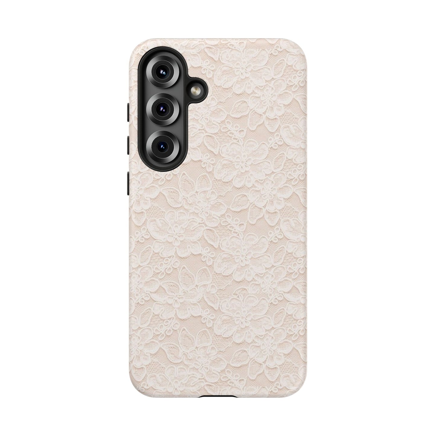 Floral Lace Tough Phone Case – Vintage Ivory Protective Cover