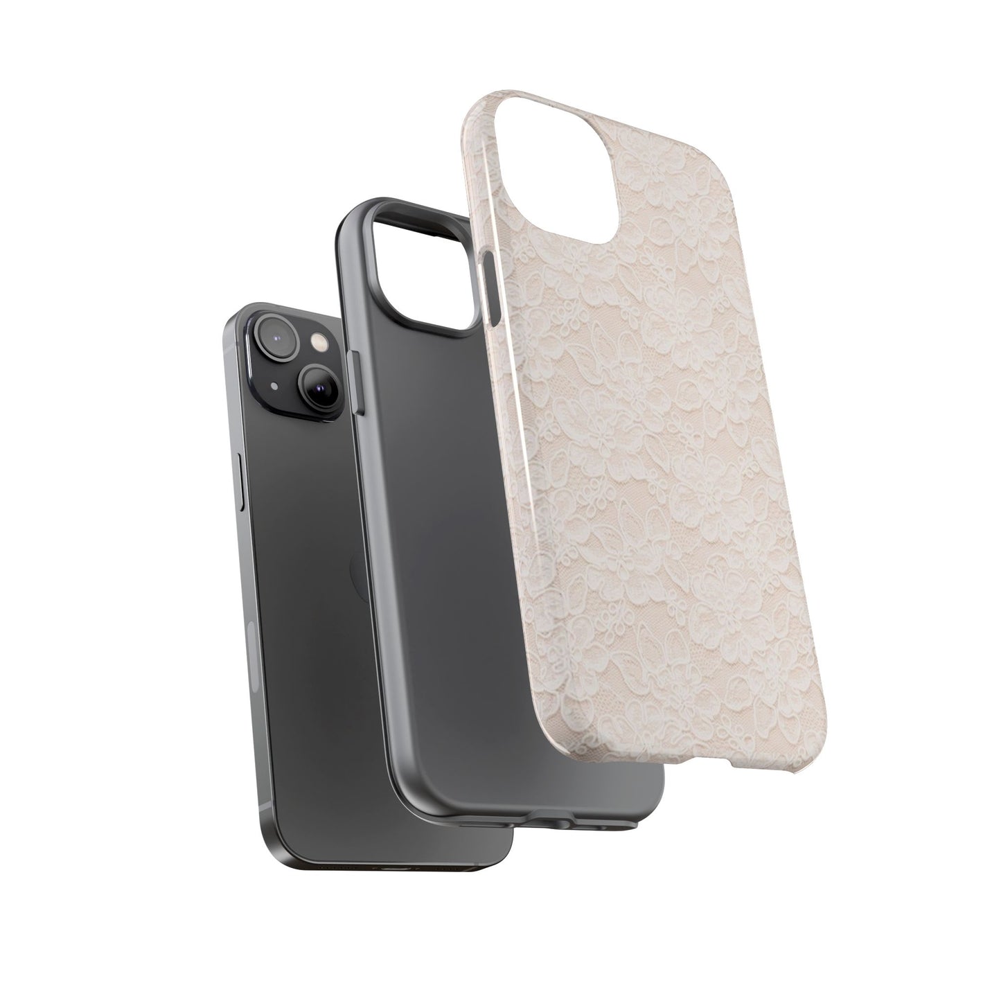 Floral Lace Tough Phone Case – Vintage Ivory Protective Cover