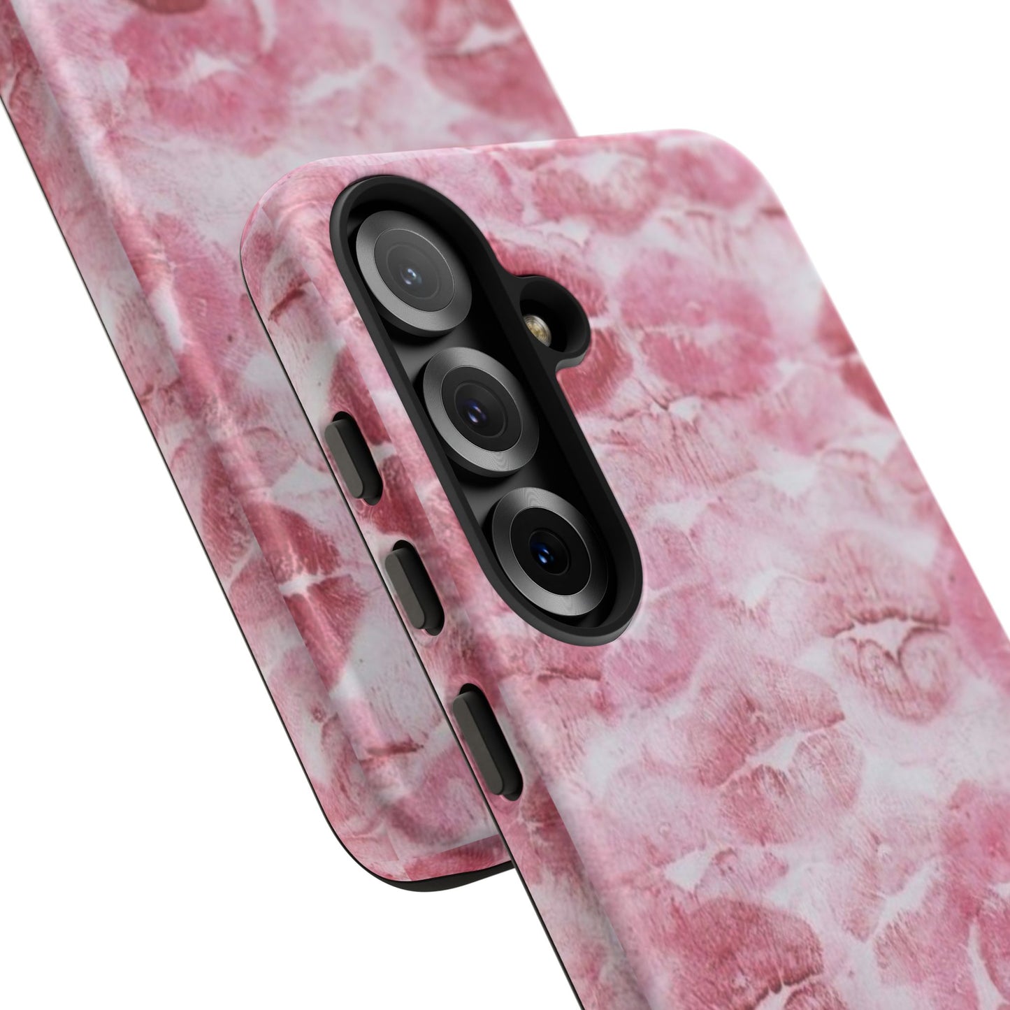 Kiss Print Tough Phone Case — Pink Marble Lip Pattern, Protective iPhone Cover