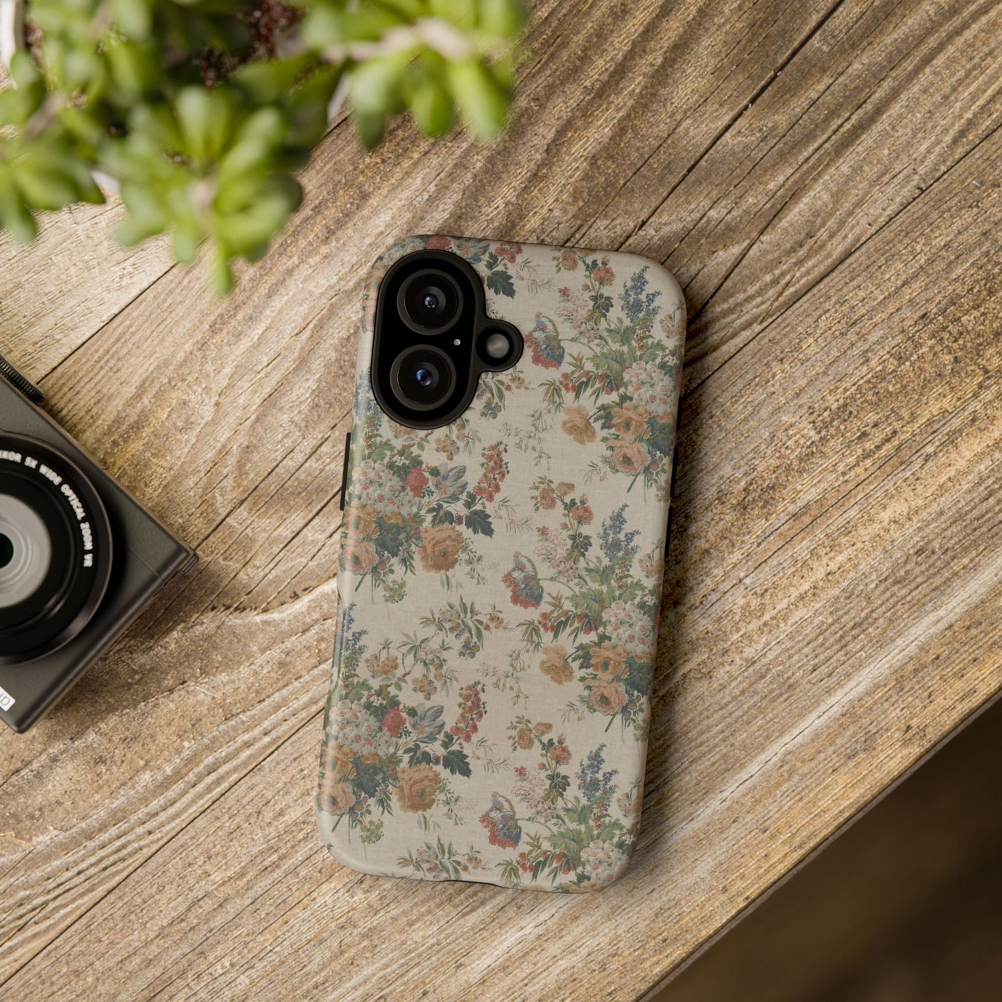 Floral Vintage Tough Phone Case – Antique Rose Pattern