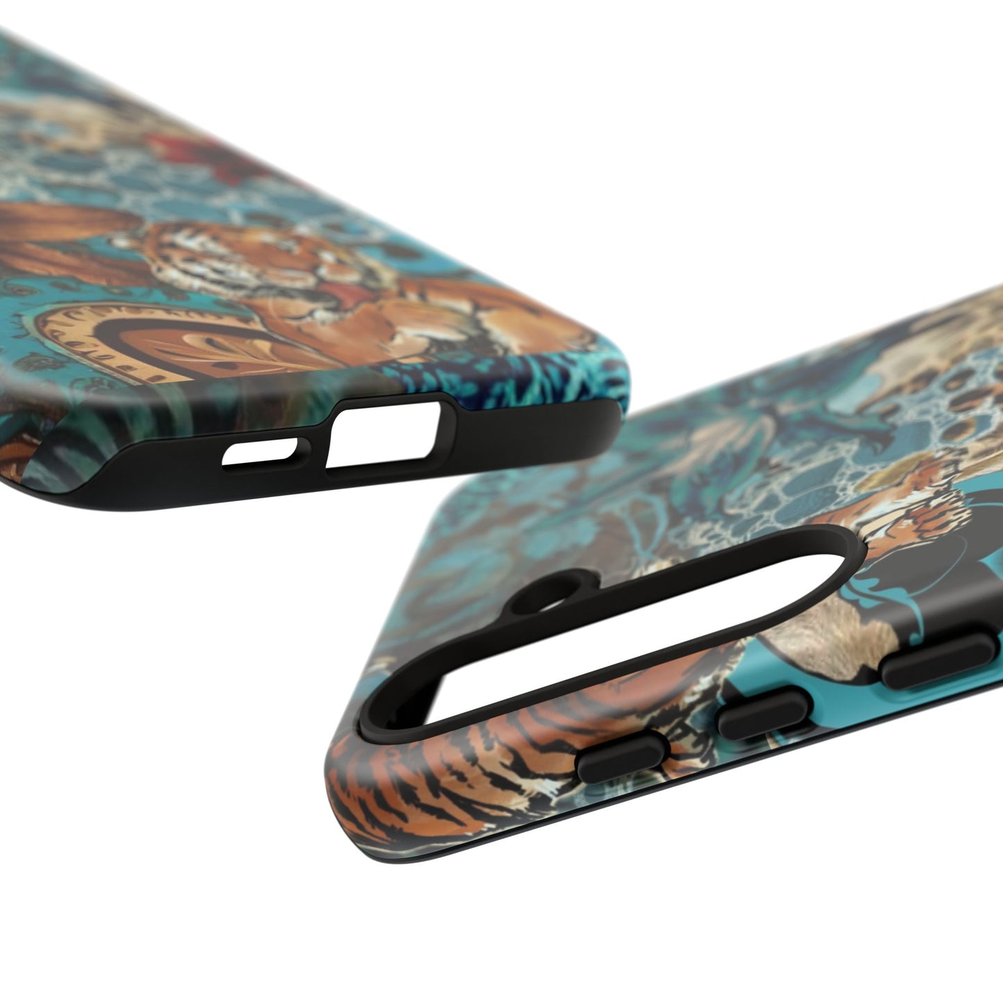 Floral Tiger Phone Case - Teal Safari Protective Cover