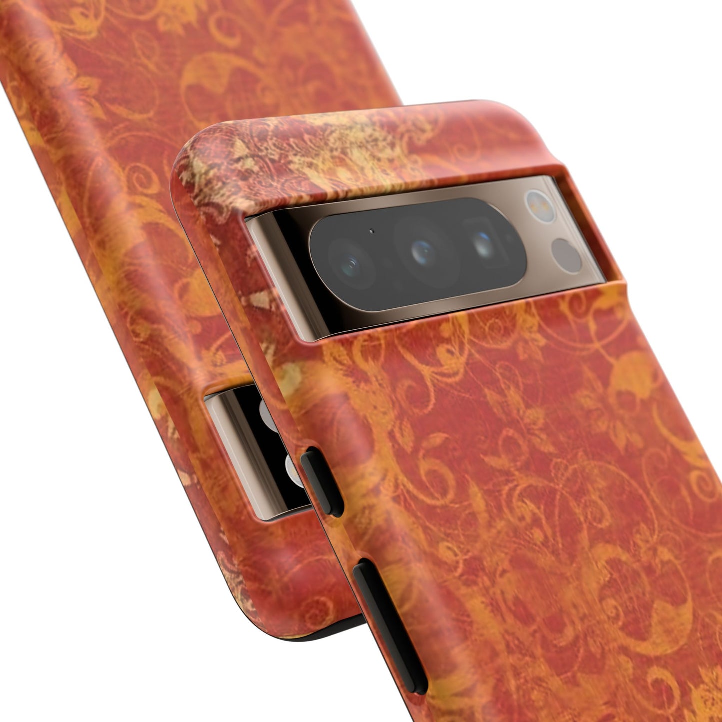 Floral Autumn iPhone Tough Case — Orange Vintage Scroll Design