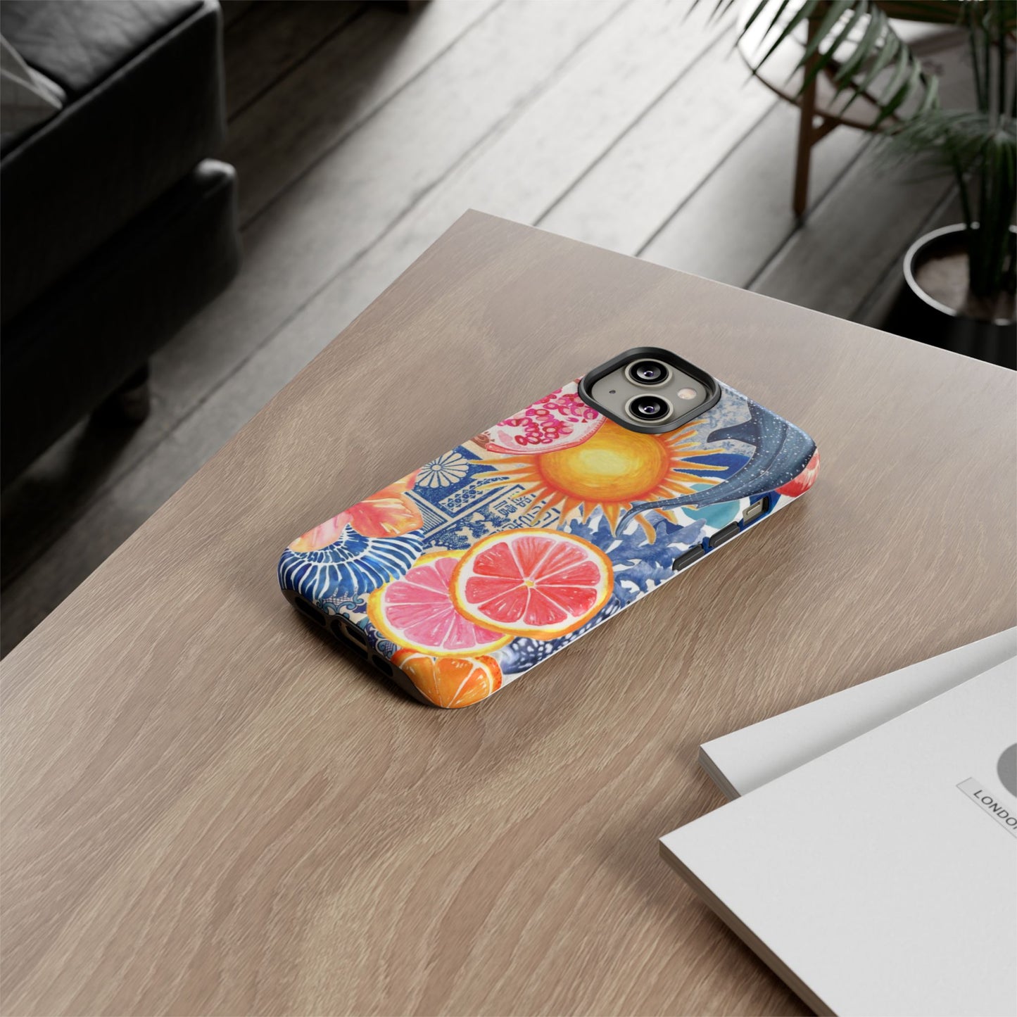 Tough Cases — Tropical Citrus Sun & Dolphin Phone Case