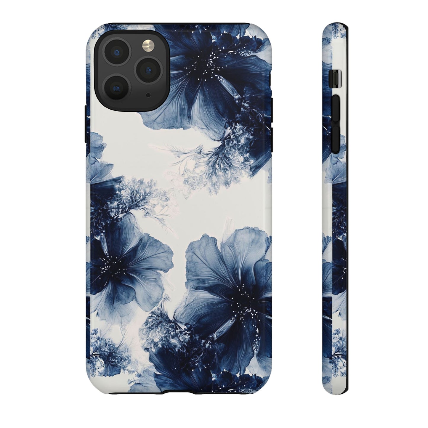 Floral Indigo Tough Phone Case — Blue Botanical Protective Cover