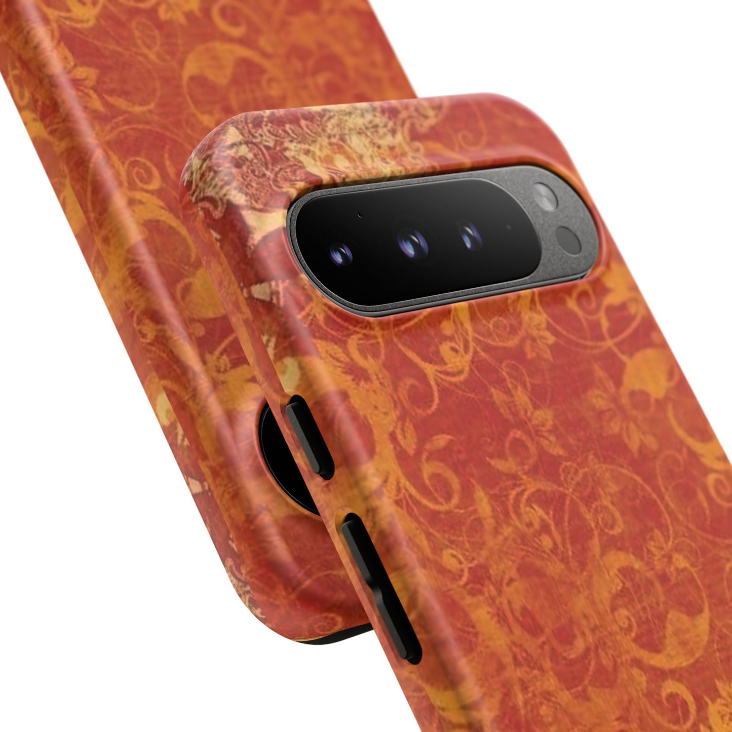 Floral Autumn iPhone Tough Case — Orange Vintage Scroll Design