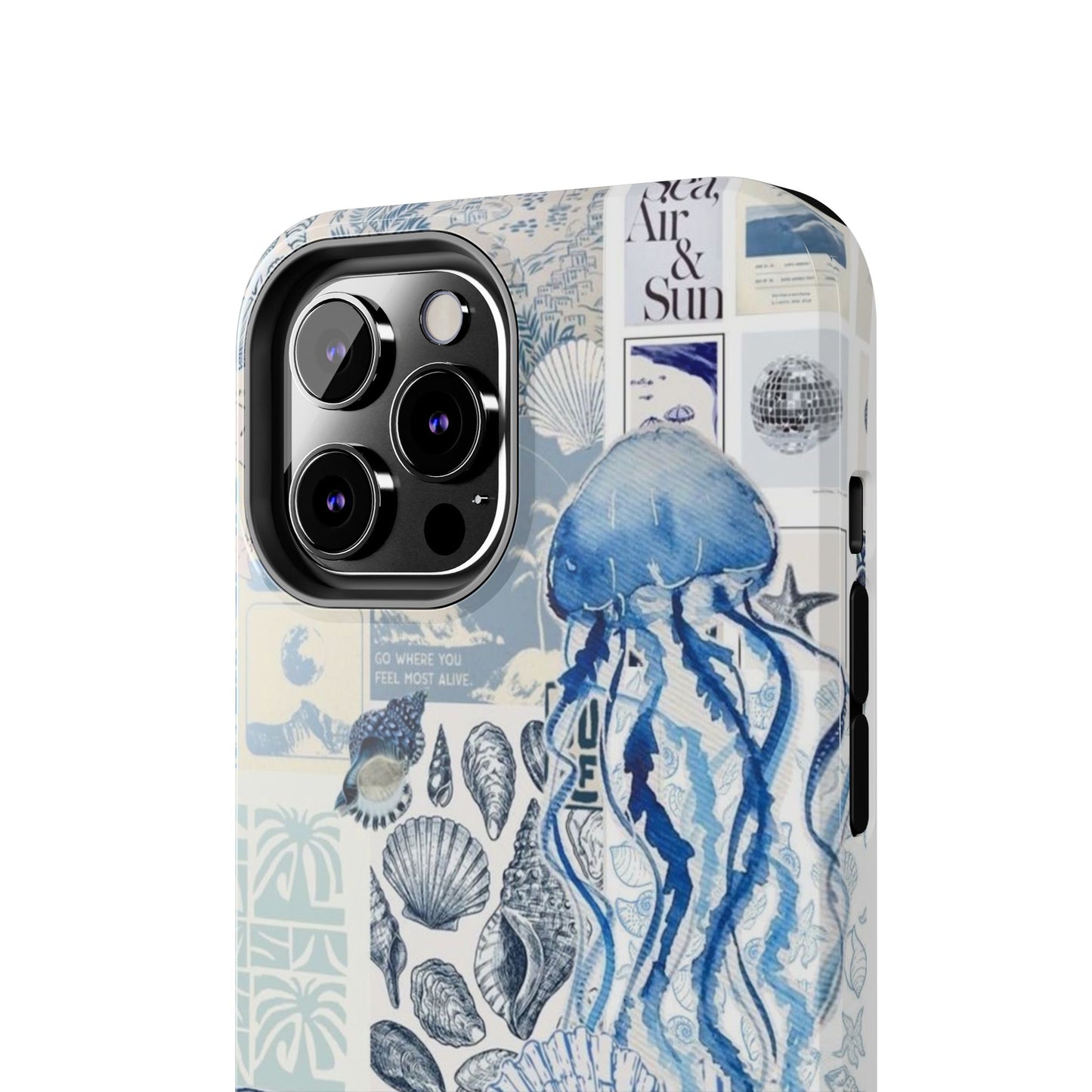 Sea Collage Tough Phone Case — Blue Jellyfish & Shells Coastal Design