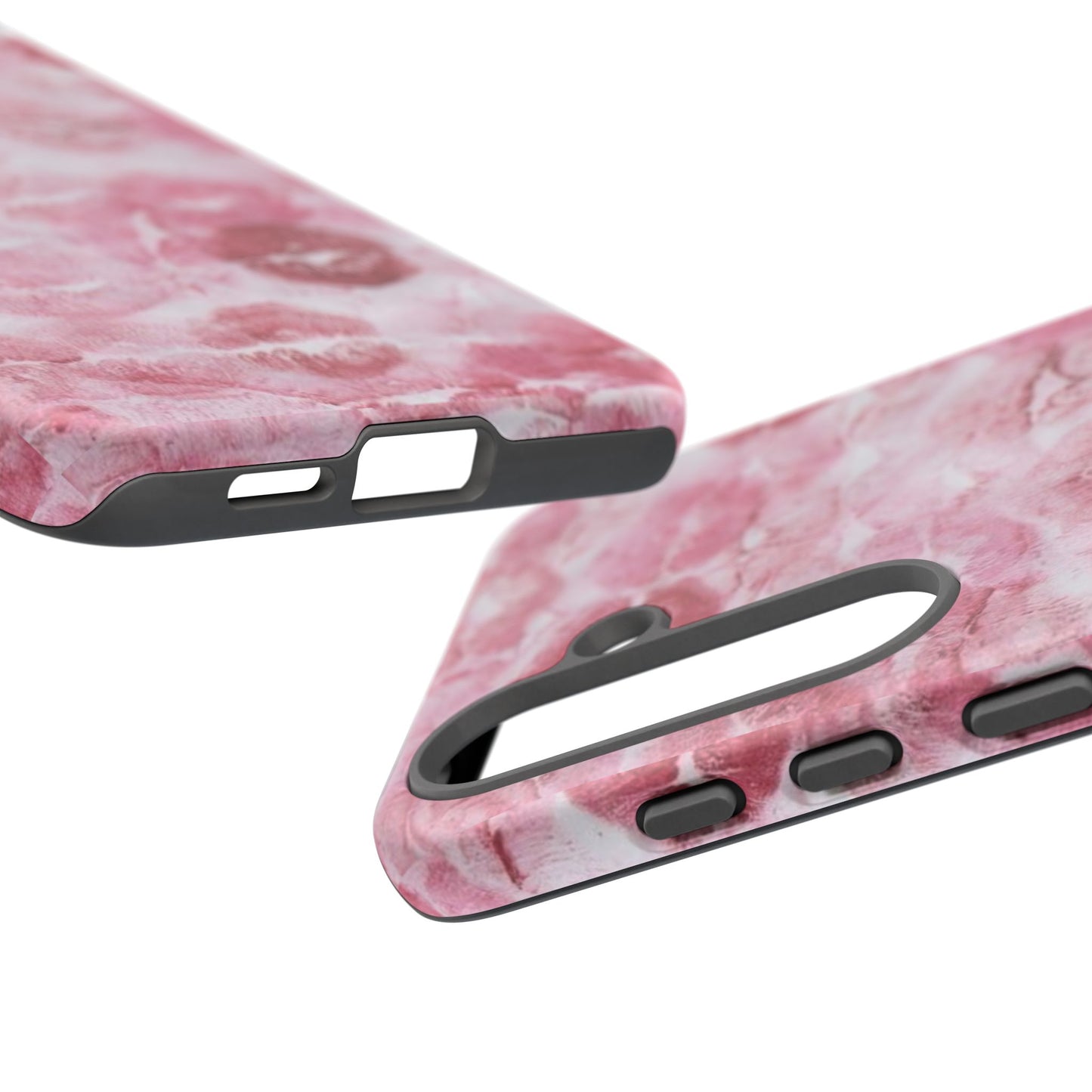 Kiss Print Tough Phone Case — Pink Marble Lip Pattern, Protective iPhone Cover