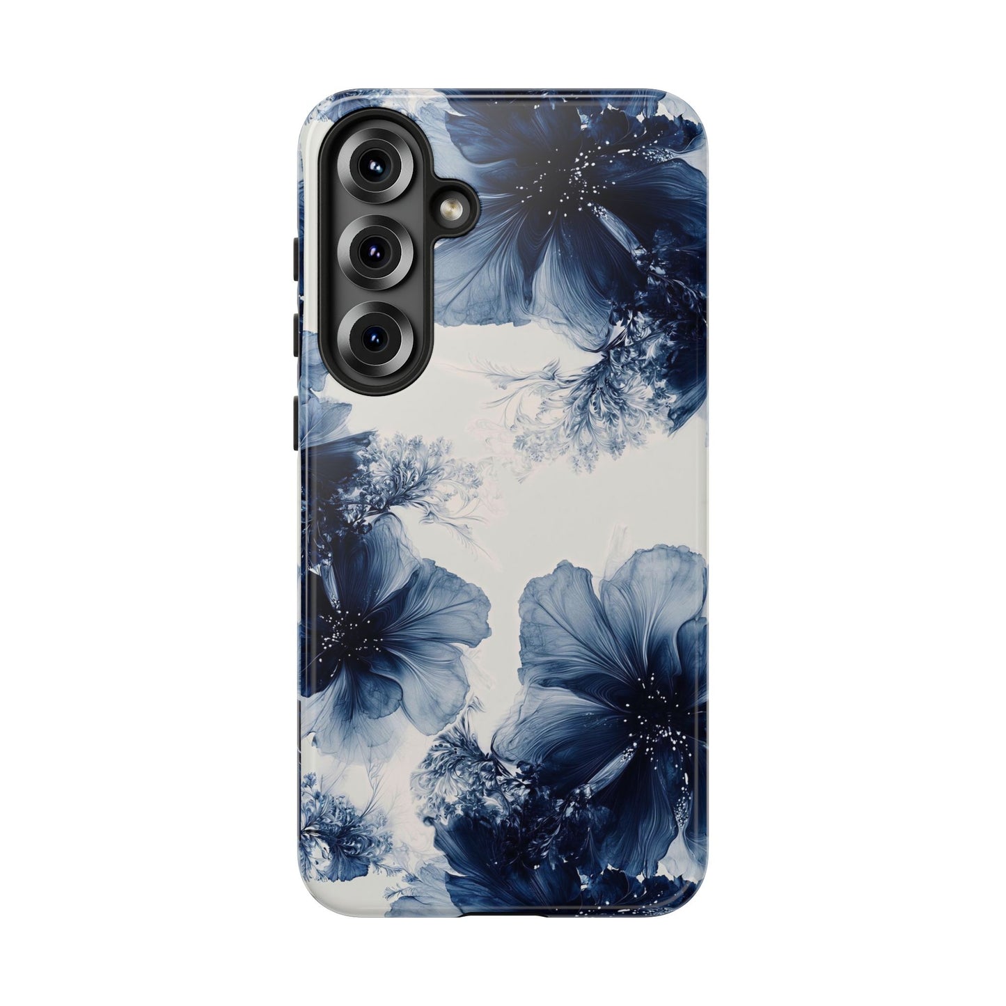 Floral Indigo Tough Phone Case — Blue Botanical Protective Cover