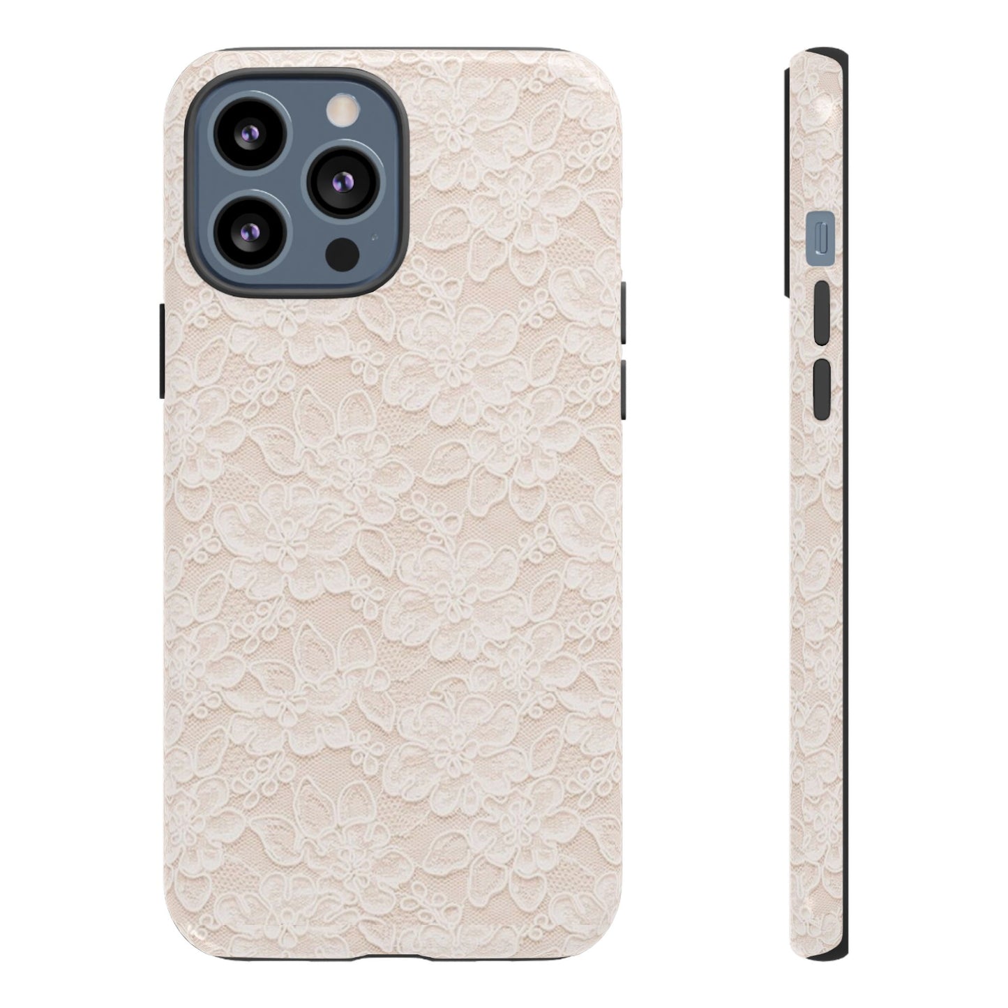 Floral Lace Tough Phone Case – Vintage Ivory Protective Cover