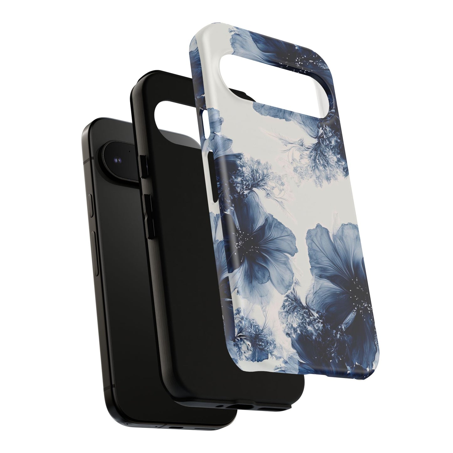 Floral Indigo Tough Phone Case — Blue Botanical Protective Cover