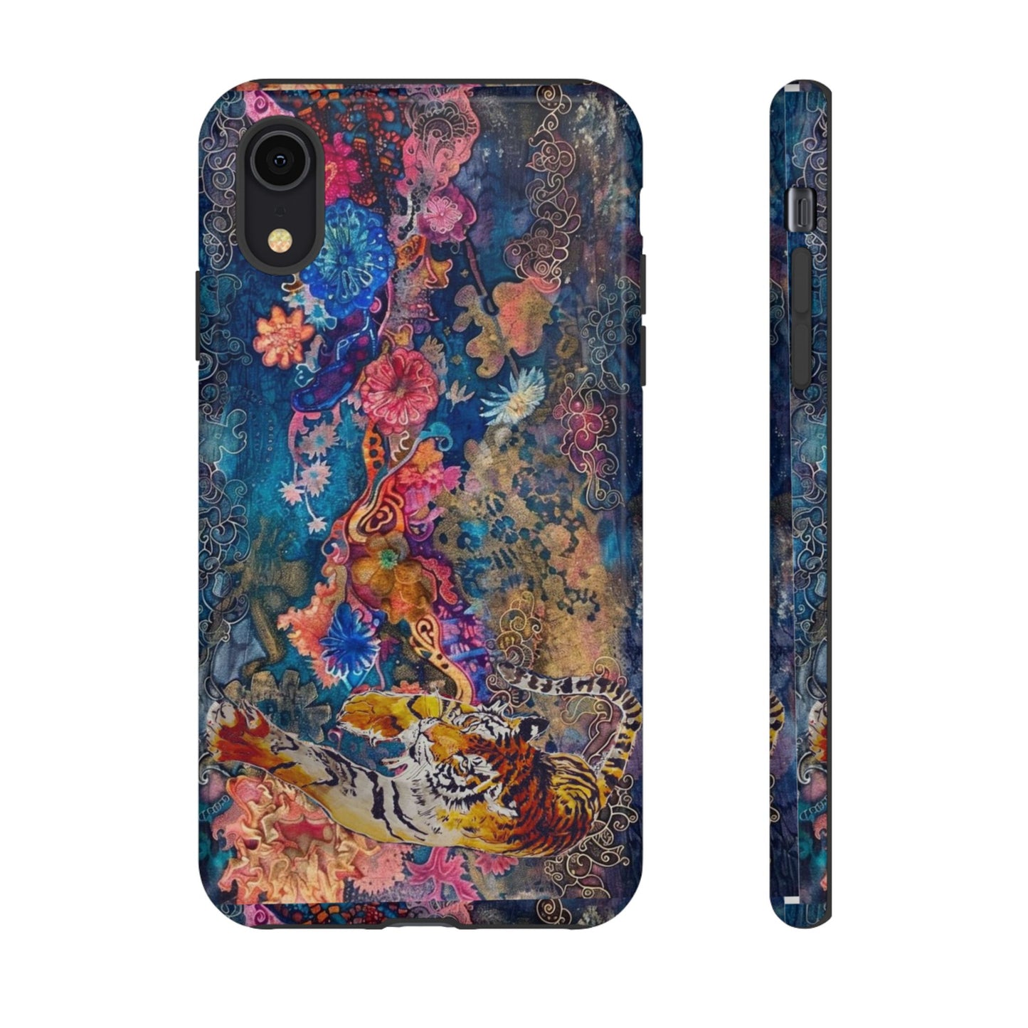 Phone Case - Colorful Floral Tiger Tough Case