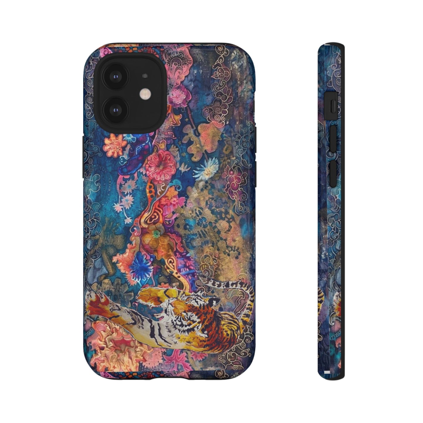 Phone Case - Colorful Floral Tiger Tough Case