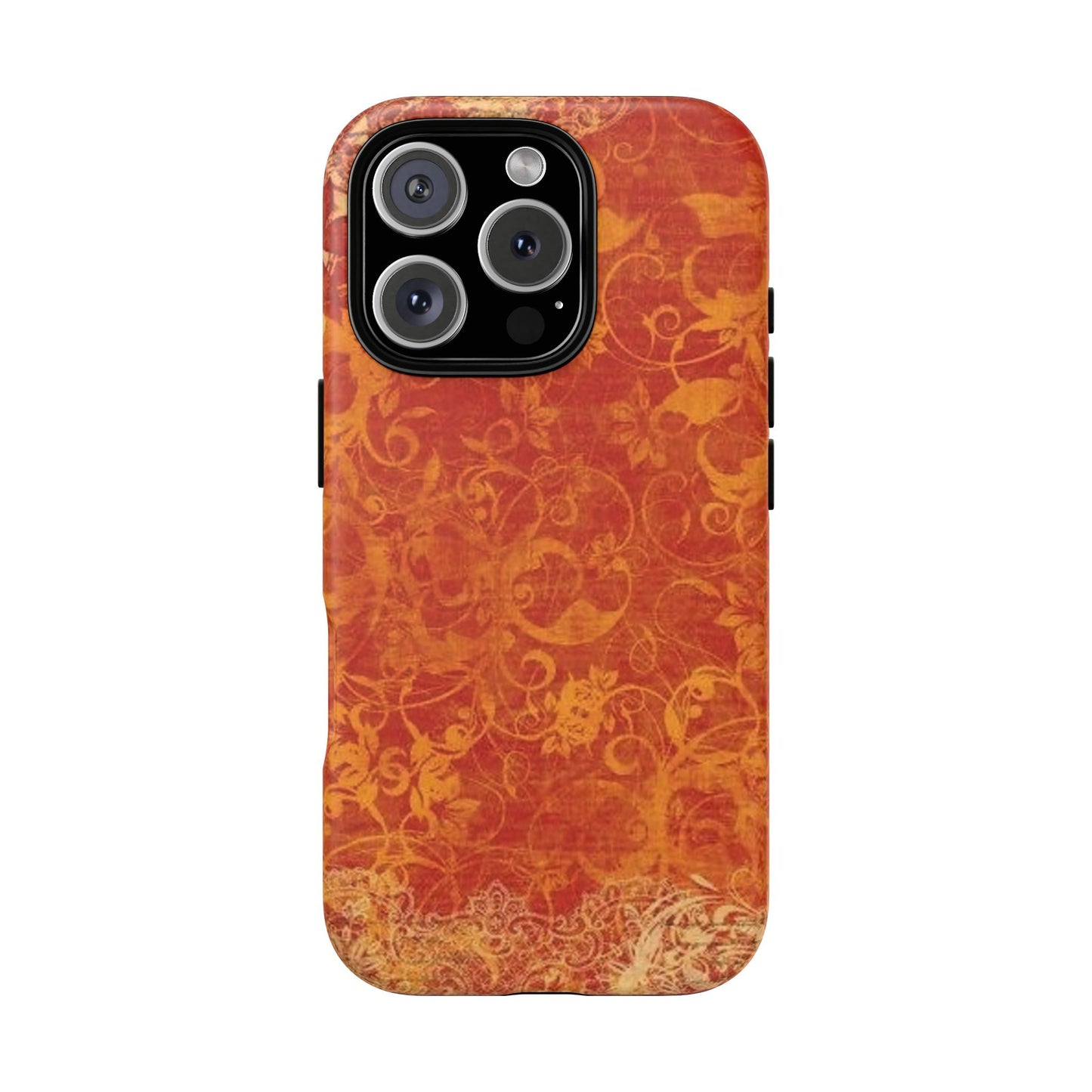 Floral Autumn iPhone Tough Case — Orange Vintage Scroll Design
