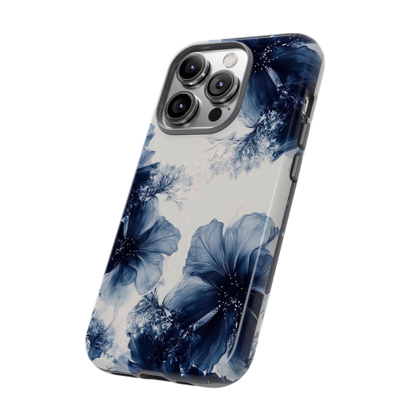 Floral Indigo Tough Phone Case — Blue Botanical Protective Cover