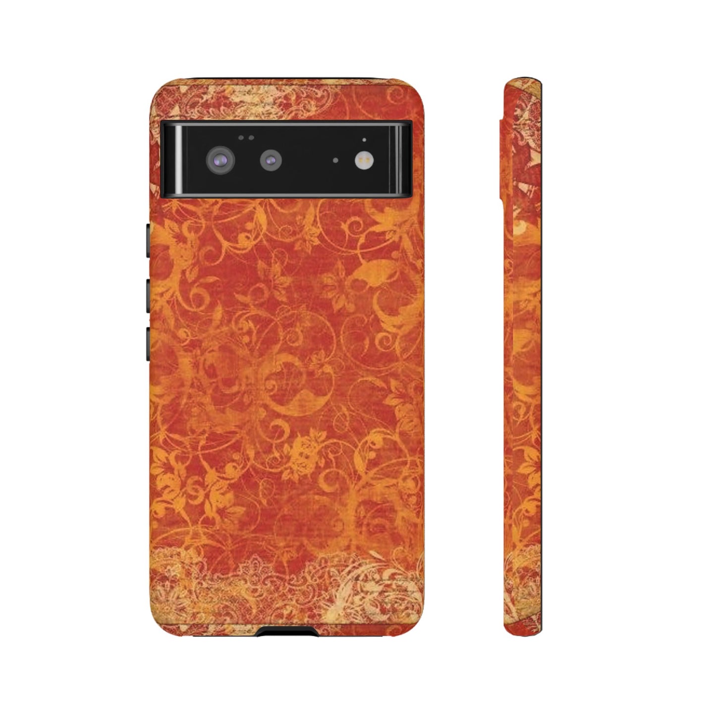 Floral Autumn iPhone Tough Case — Orange Vintage Scroll Design