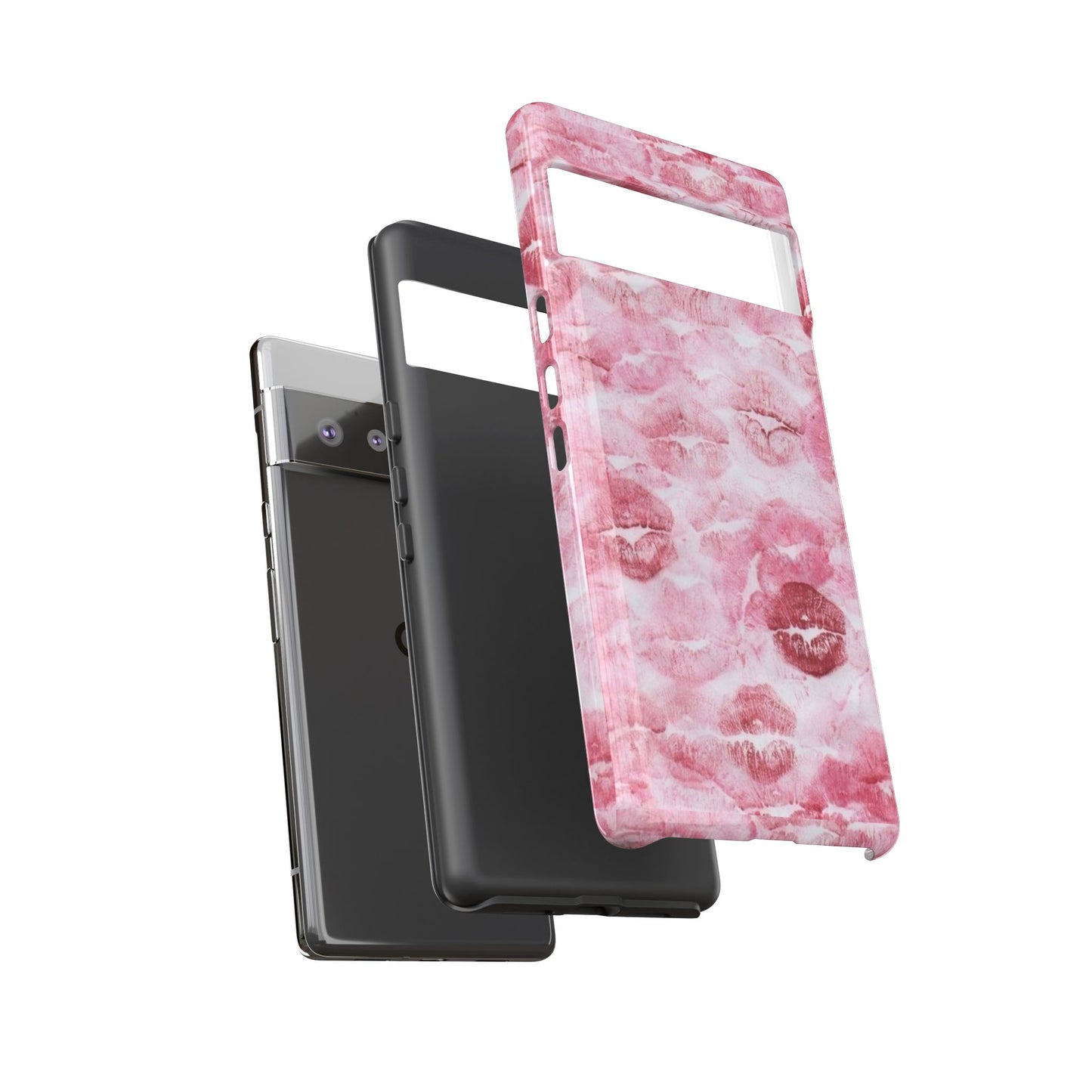 Kiss Print Tough Phone Case — Pink Marble Lip Pattern, Protective iPhone Cover