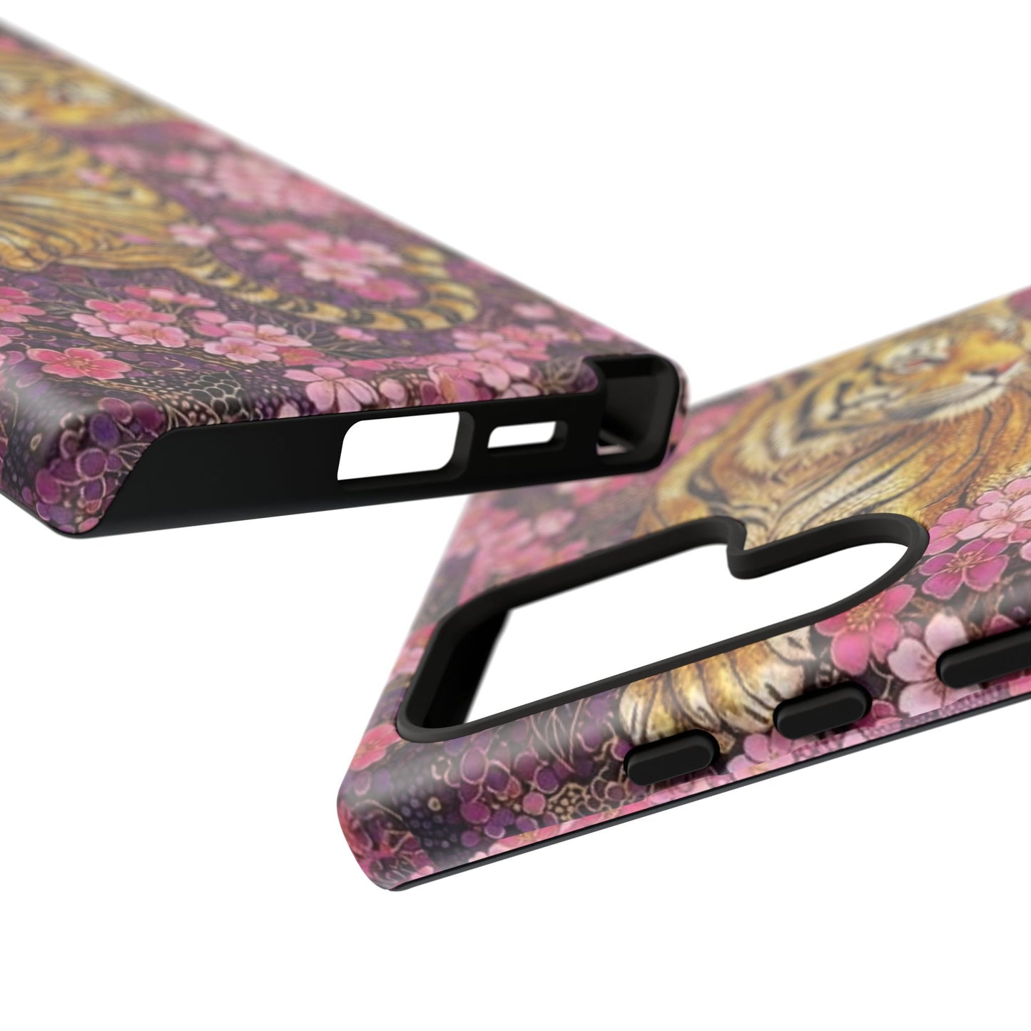 Tiger Floral Phone Case — Vintage Sakura Heavy-Duty Protective Cover