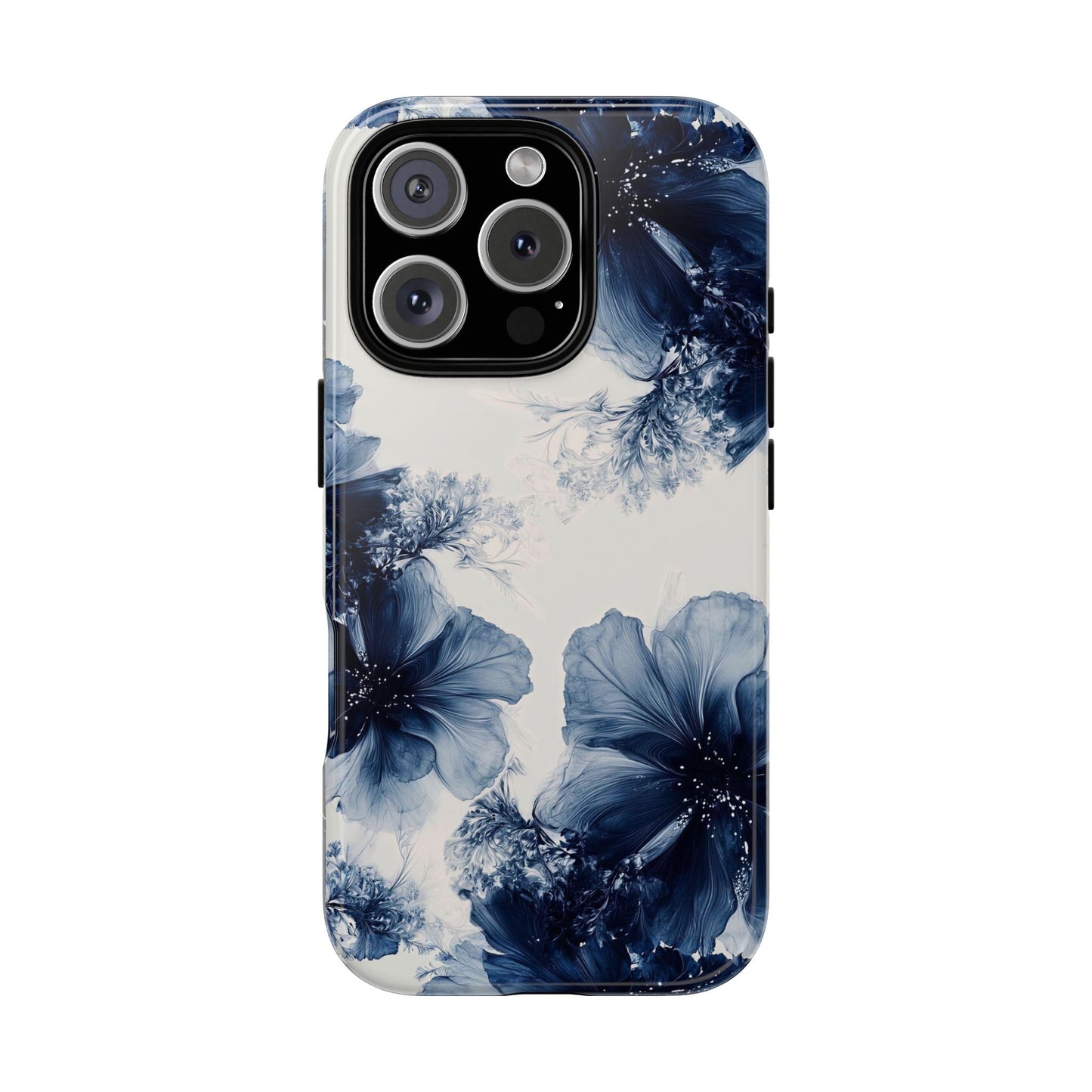 Floral Indigo Tough Phone Case — Blue Botanical Protective Cover