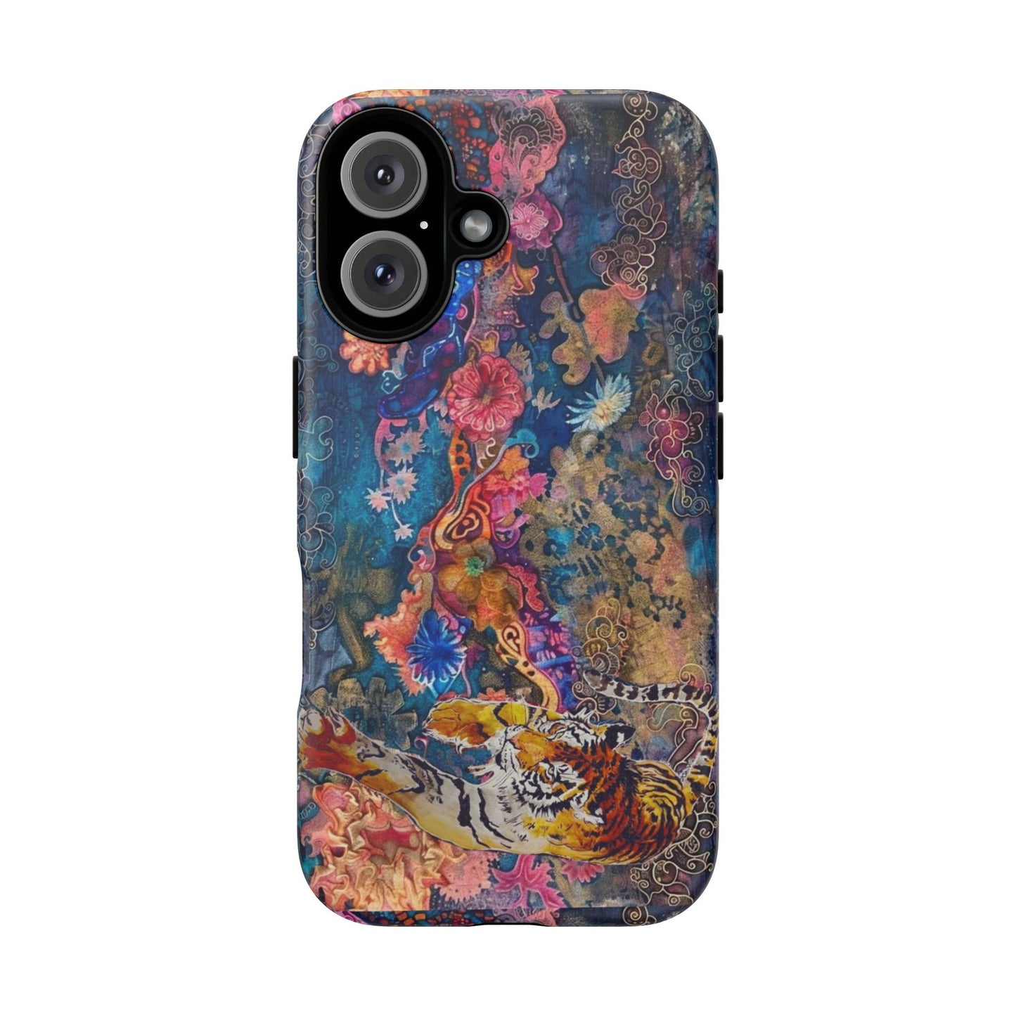 Phone Case - Colorful Floral Tiger Tough Case