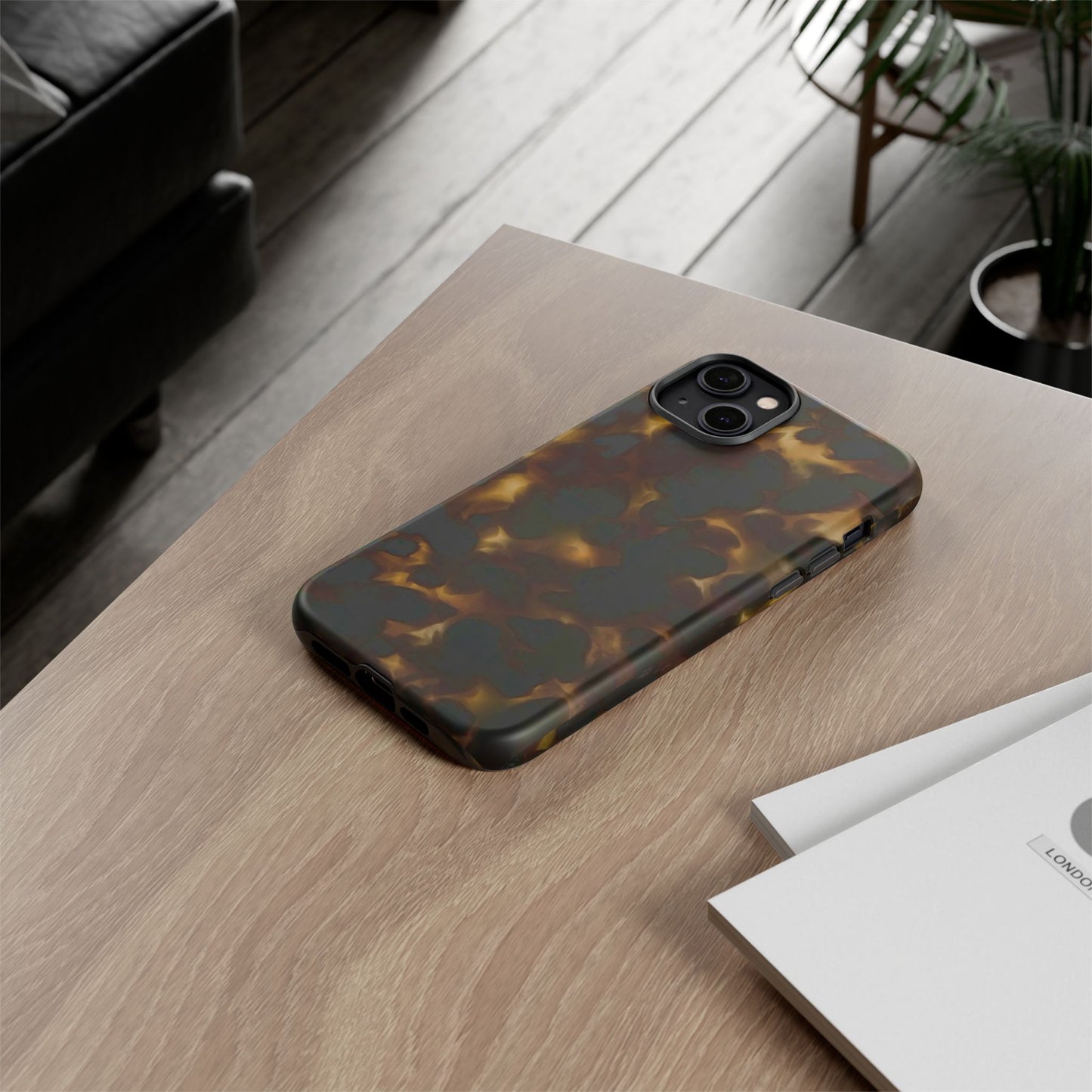 Tortoiseshell Phone Case — Protective Tough Case with Classic Brown Pattern