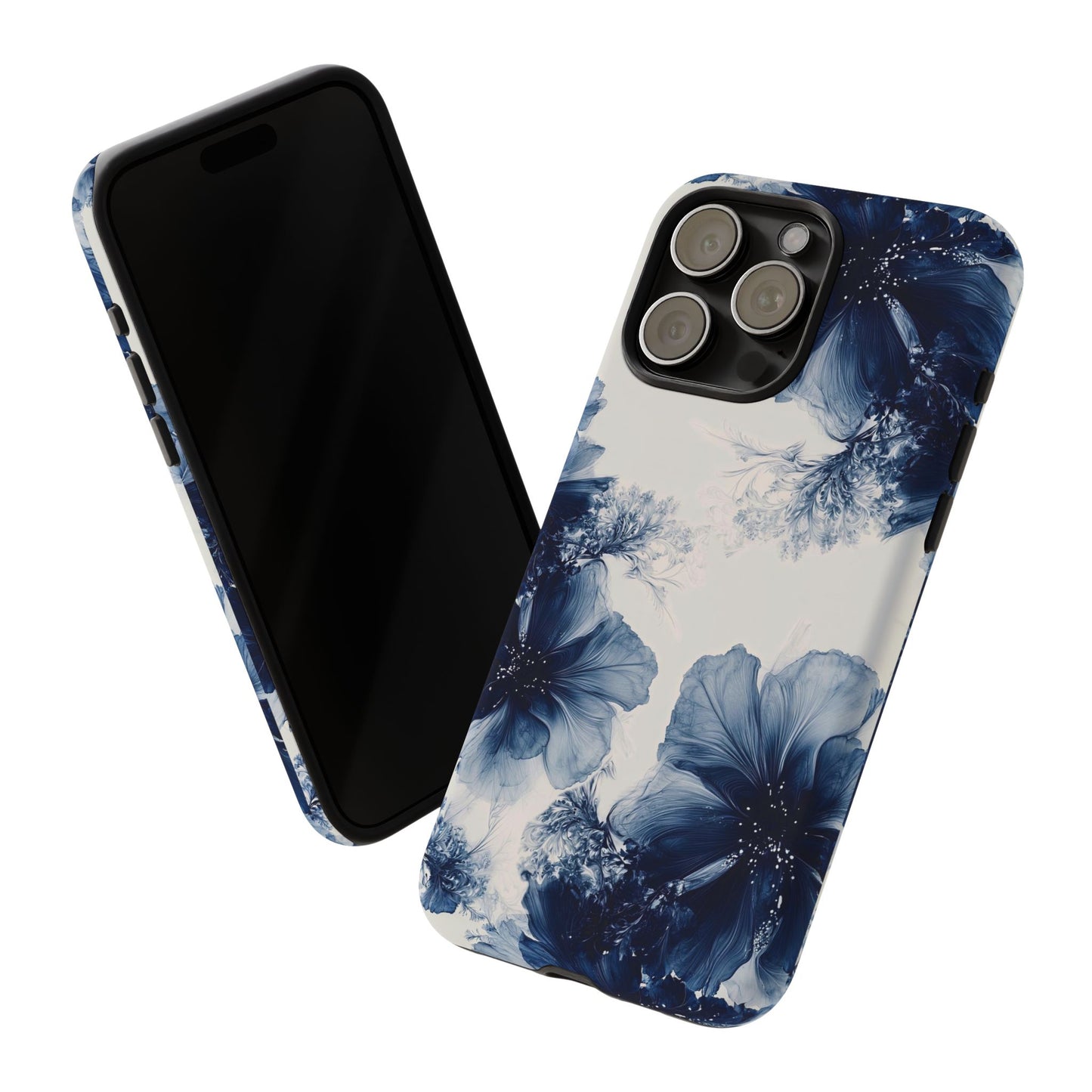 Floral Indigo Tough Phone Case — Blue Botanical Protective Cover