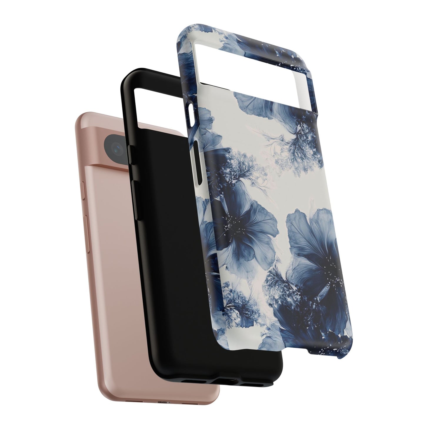 Floral Indigo Tough Phone Case — Blue Botanical Protective Cover