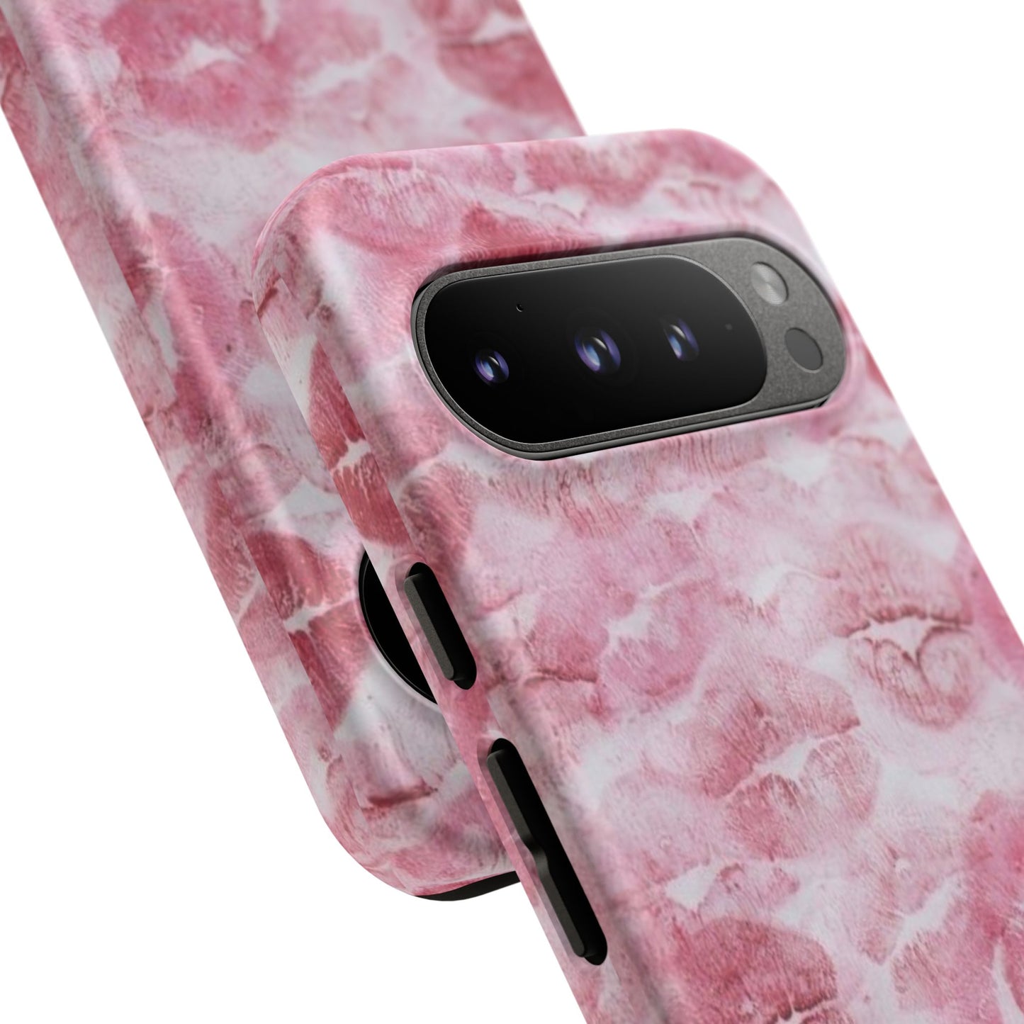 Kiss Print Tough Phone Case — Pink Marble Lip Pattern, Protective iPhone Cover