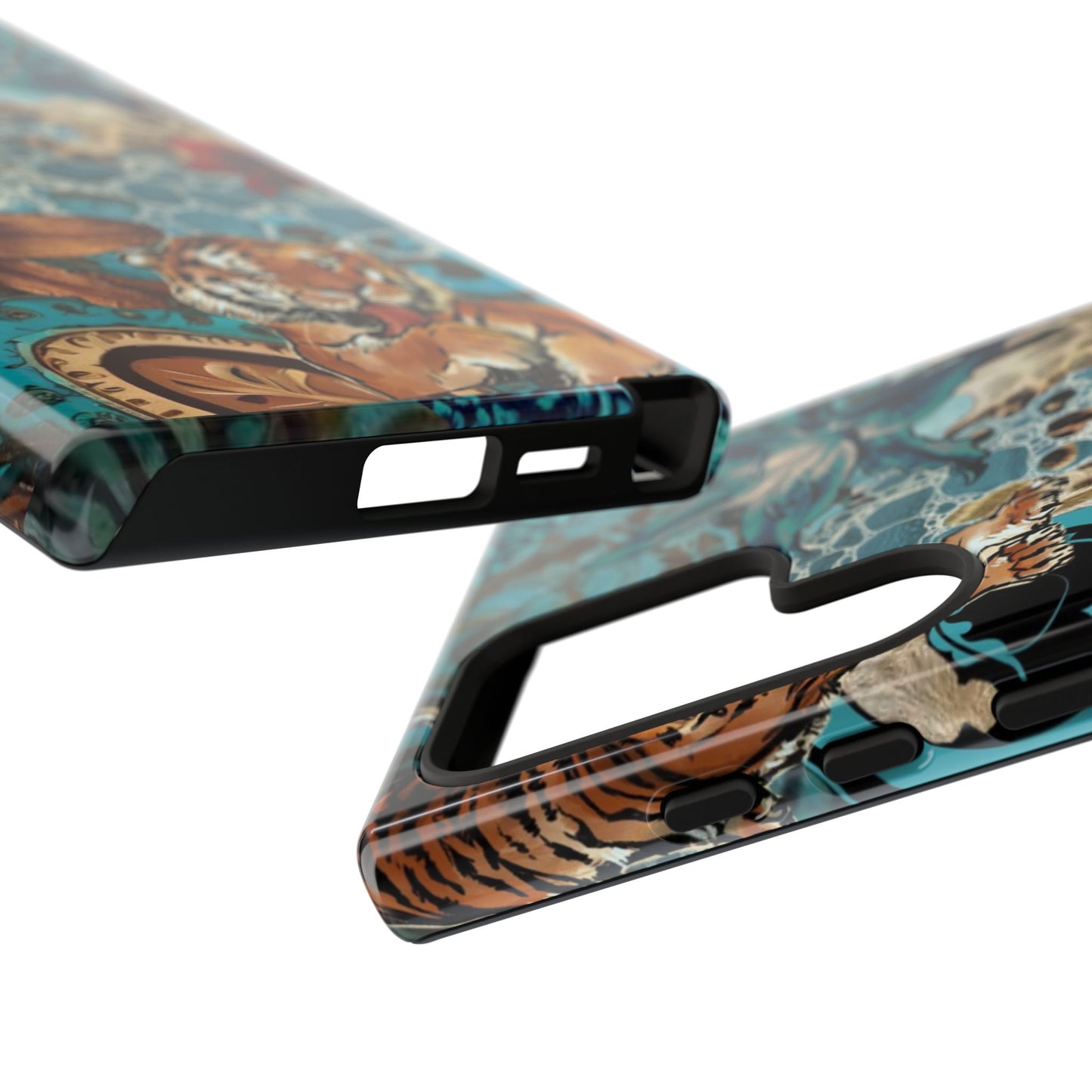 Floral Tiger Phone Case - Teal Safari Protective Cover